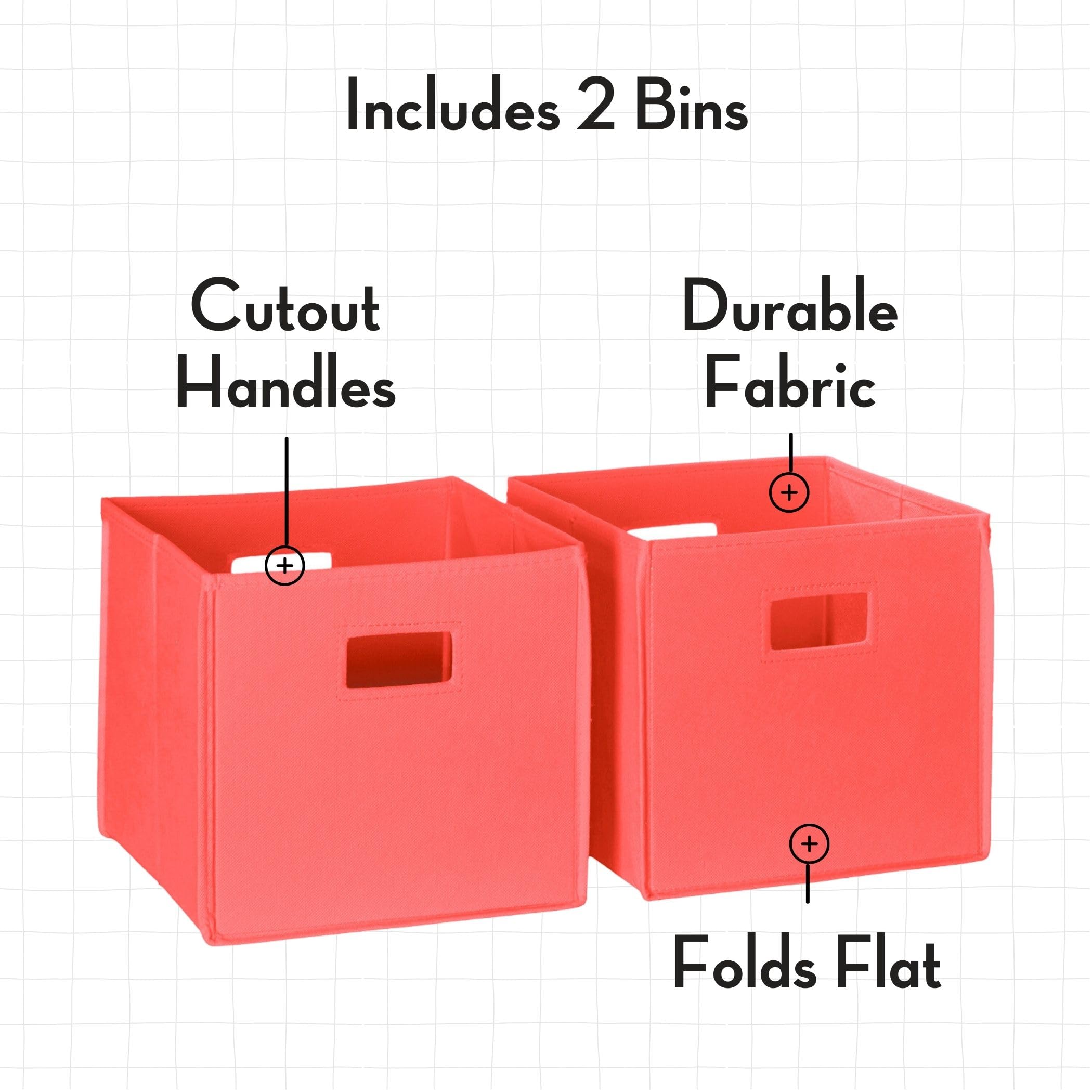 RiverRidge Home 5-Tier Storage Tower Organizer with Coral Bins - White Space-Saving Shelving Unit for Bedroom, Closet, Bathroom & Office Organization