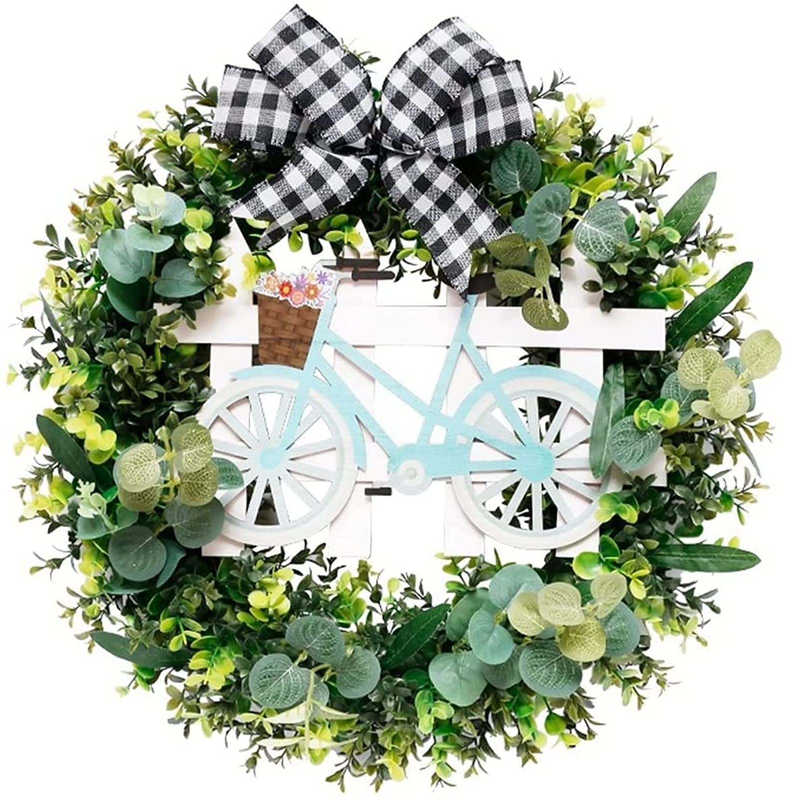 Artificial Christmas Garland Wreath - Pastoral Holiday Decor for Home, Wedding, Hotel, Window & Door - Bicycle Wreath Style - Perfect for Christmas Tree, Mantel & Festive Party Decorations
