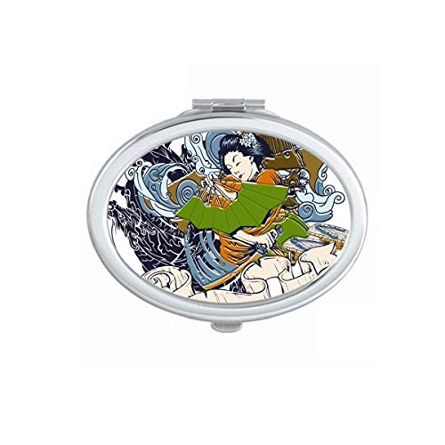 DIYthinker Japanese Kimono Samurai Sword Design Portable Folding Mirror - Double-Sided Hand Mirror for Makeup, Travel & Cosplay | Perfect for Home, Vanity, Dressing Room & On-The-Go Use