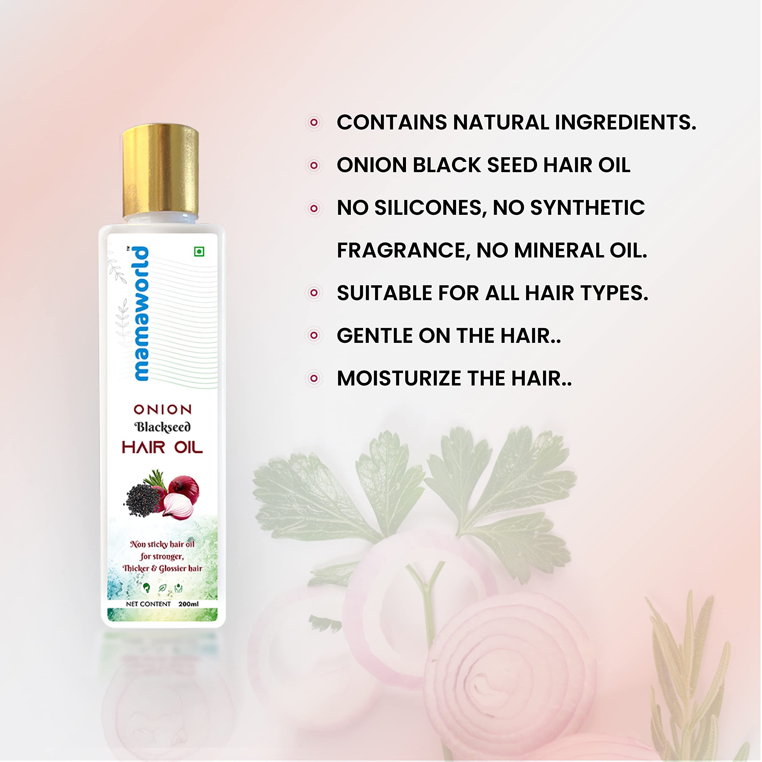 Mamaworld Onion Hair Oil for Hair Growth & Hair Fall Control with Redensyl - 200ml | Natural Hair Care Treatment for Thicker, Stronger Hair | Perfect for Daily Use & Scalp Massage