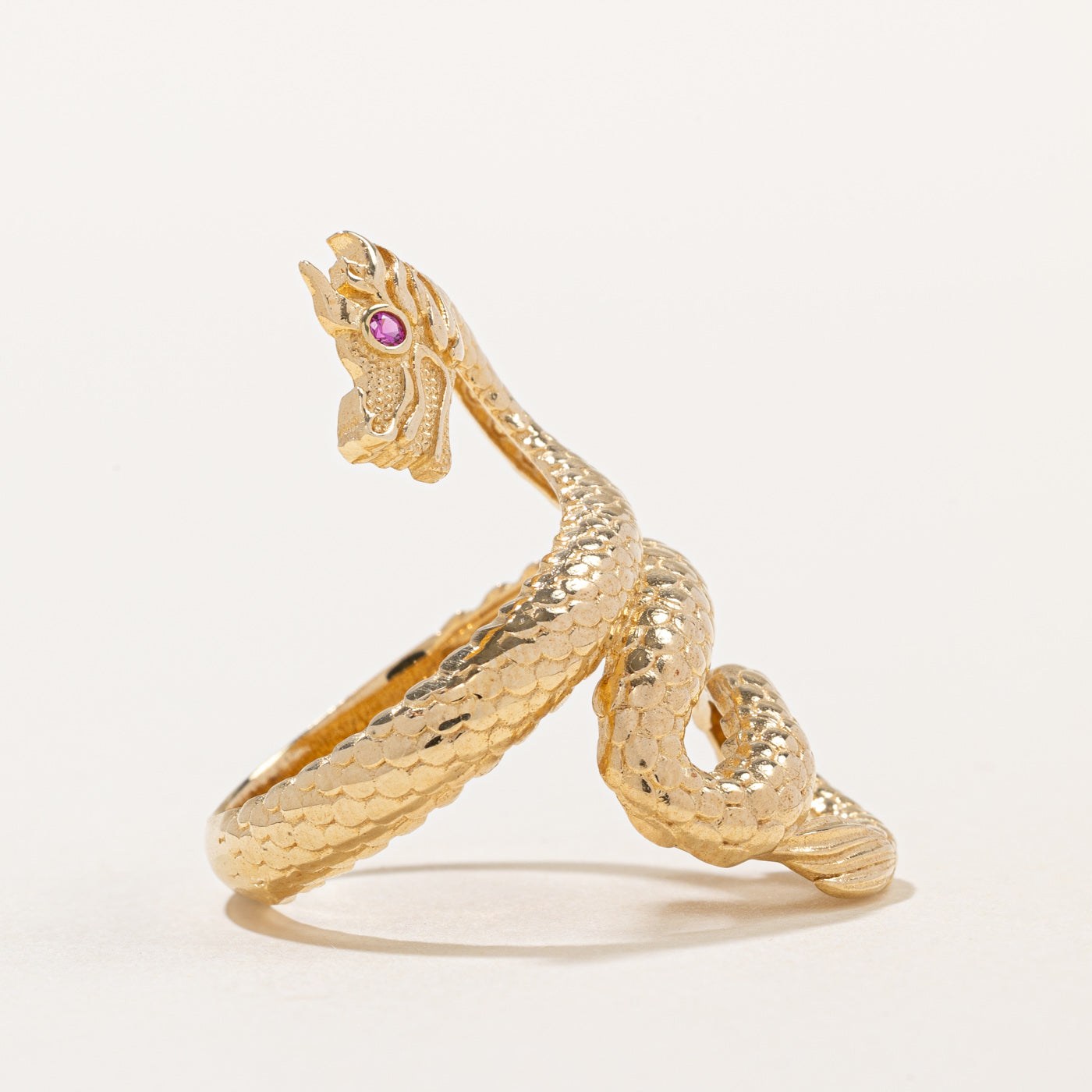Synthetic Ruby Dragon Ring for Women - 0.02ct Genuine-Looking Ruby in Sterling Silver - Size 7.75 - Perfect for Fantasy Lovers, Cosplay & Medieval-Themed Events