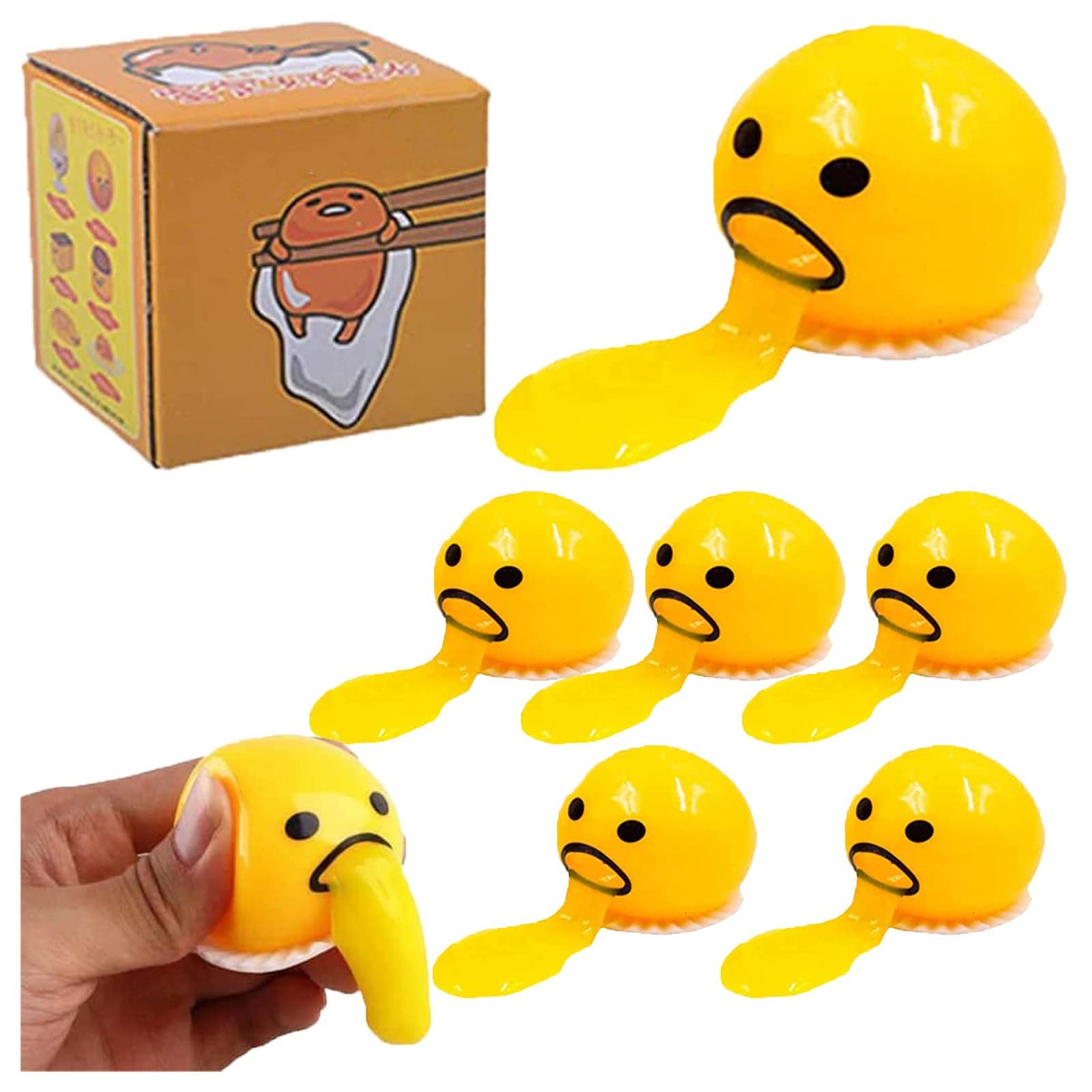 5PCS Vomiting Egg Yolk Stress Ball - Squishy Puking Egg Toy, Funny TikTok Viral Gag Gift for Kids & Adults, Stress Relief & Party Favor (Yellow) - Perfect for Office Desk, Classroom, Prank Gifts and Stress Relief