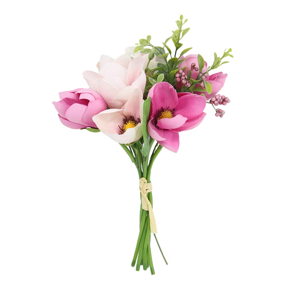VICASKY Artificial Magnolia Flowers - Realistic Fake Magnolia Bouquet for Wedding, Home, Party Decor (Deep Powder) | Perfect for Centerpieces, Bridal Bouquets, and Table Arrangements