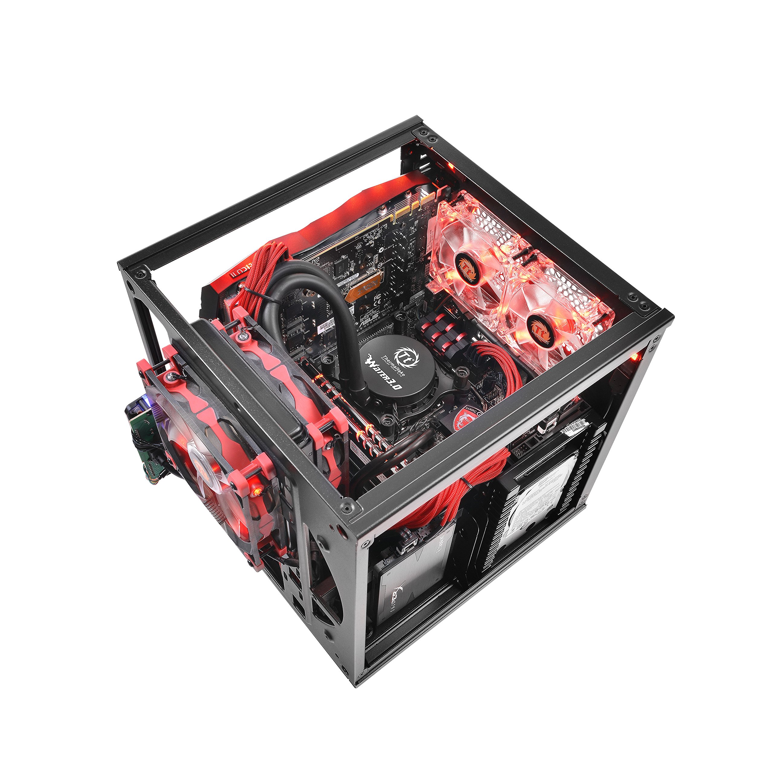 Thermaltake Core V1 Mini ITX Cube Computer Case with 200mm Fan - Compact Gaming PC Case for Small Spaces, Home Office & LAN Parties