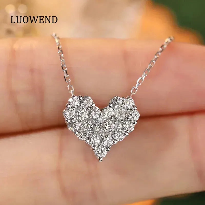 18K White Gold Heart Shaped Diamond Pendant Necklace - 1.0 Carat Natural Diamond Engagement Jewelry for Women | Perfect for Valentine's Day Gifts, Anniversary Presents & Special Occasions