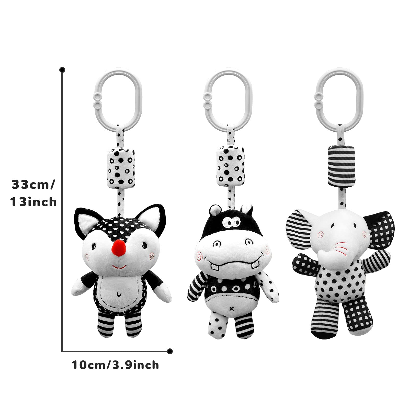 **XIXILAND Black and White High Contrast Baby Toys for 0-12 Months - Newborn Sensory Rattle with Wind Chimes, Stroller & Car Seat Hanging Toy for Boys & Girls | Perfect for Early Visual Stimulation & Soothing**