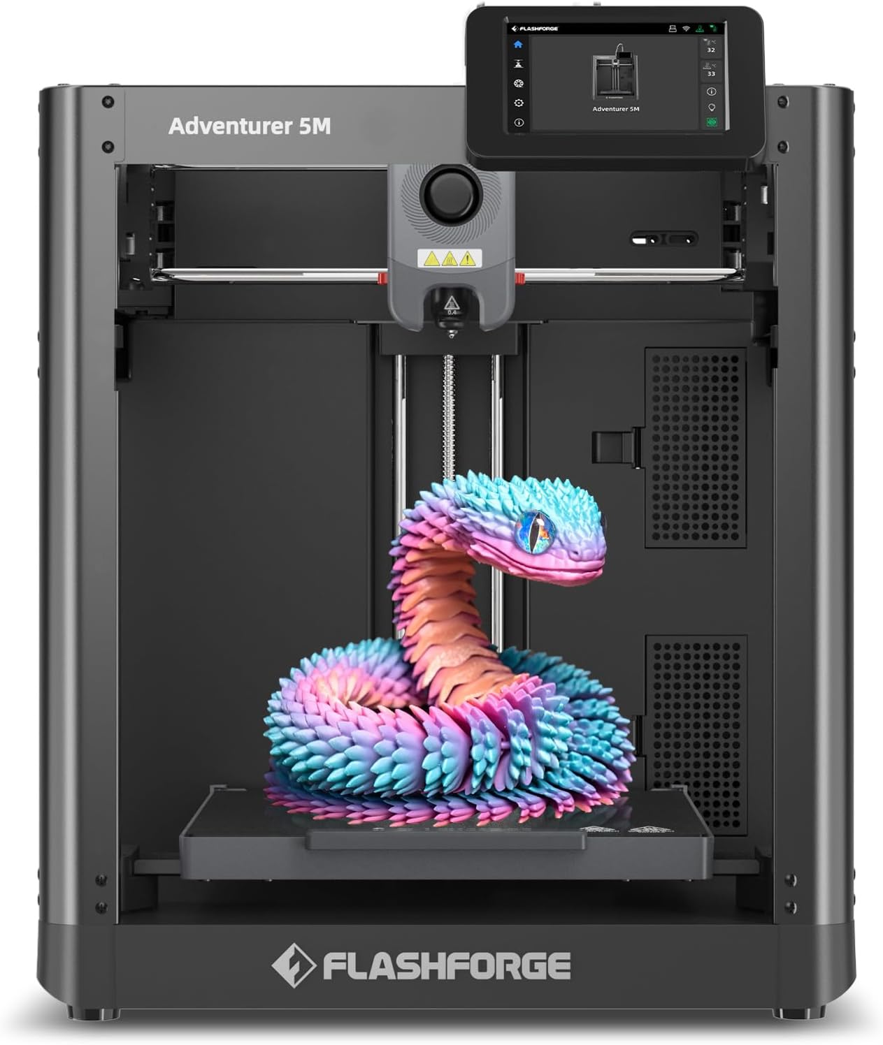 Flashforge Adventurer 5M 3D Printer - Auto Leveling, 600mm/s High Speed, 280°C Direct Extruder, 3S Detachable Nozzle, Core XY Metal Structure, 220x220x220mm Build Volume - Perfect for Home DIY, Prototyping & Educational Projects