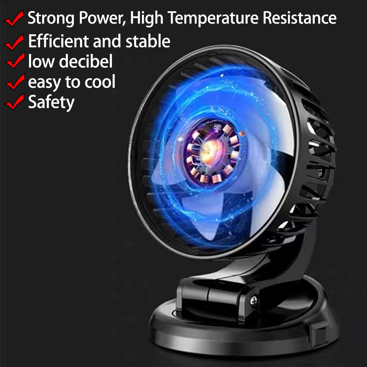 360° Rotatable USB Car Fan - Powerful Cooling Fan for Cars, SUVs, Trucks, Boats & Golf Carts | Portable Air Circulator for Home & Office Use | USB-Powered (5V) F409-5V