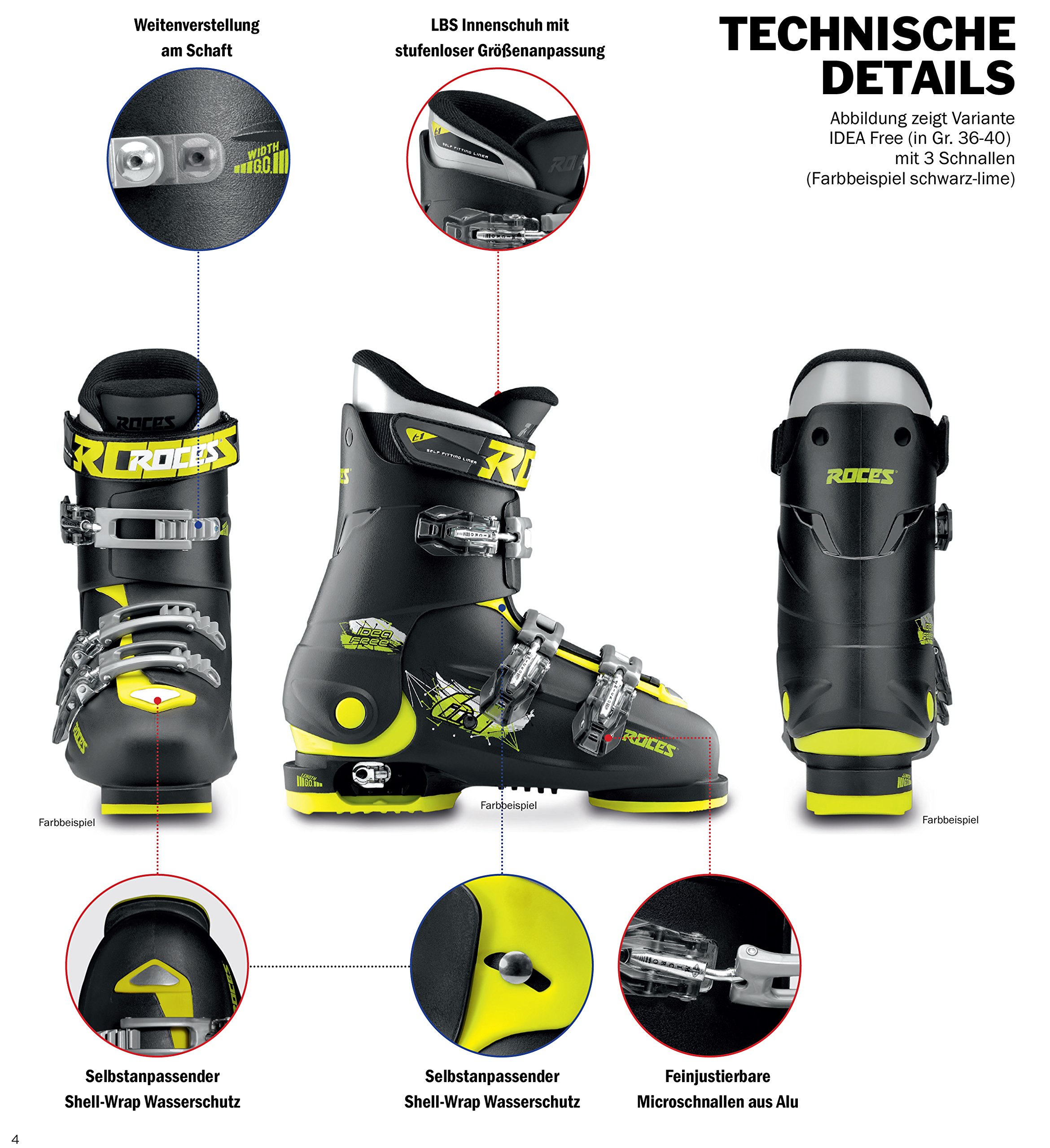 Roces ATOMIC IDEA UP 16.0-18.5 Adjustable Kids Ski Boots - Blue & White (Sizes 25-29) - Perfect for Young Skiers on Slopes & Winter Sports