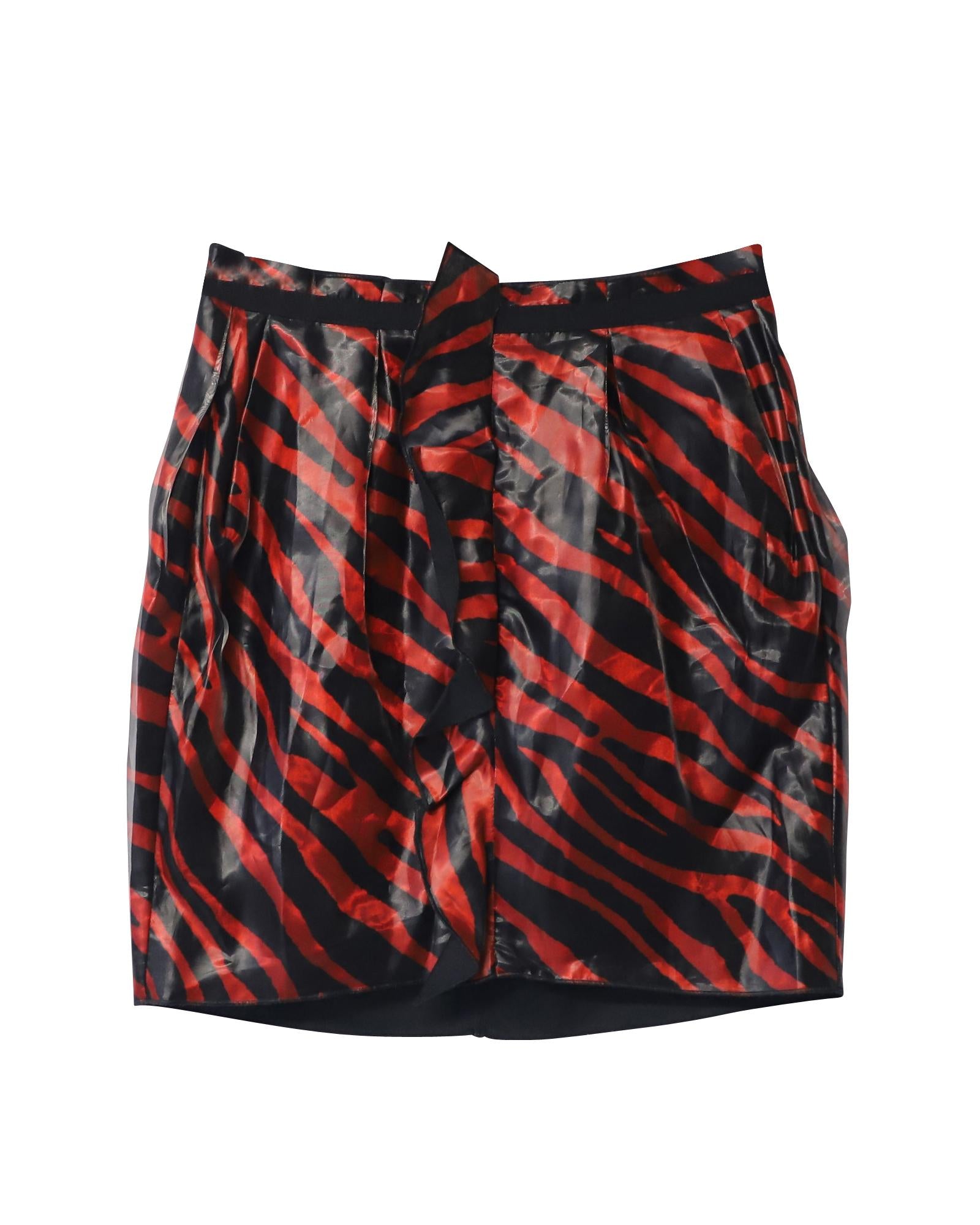 Isabel Marant Red Animal Print Mini Skirt - Women's Polyester Stretch Short Skirt for Party, Night Out & Summer Fashion