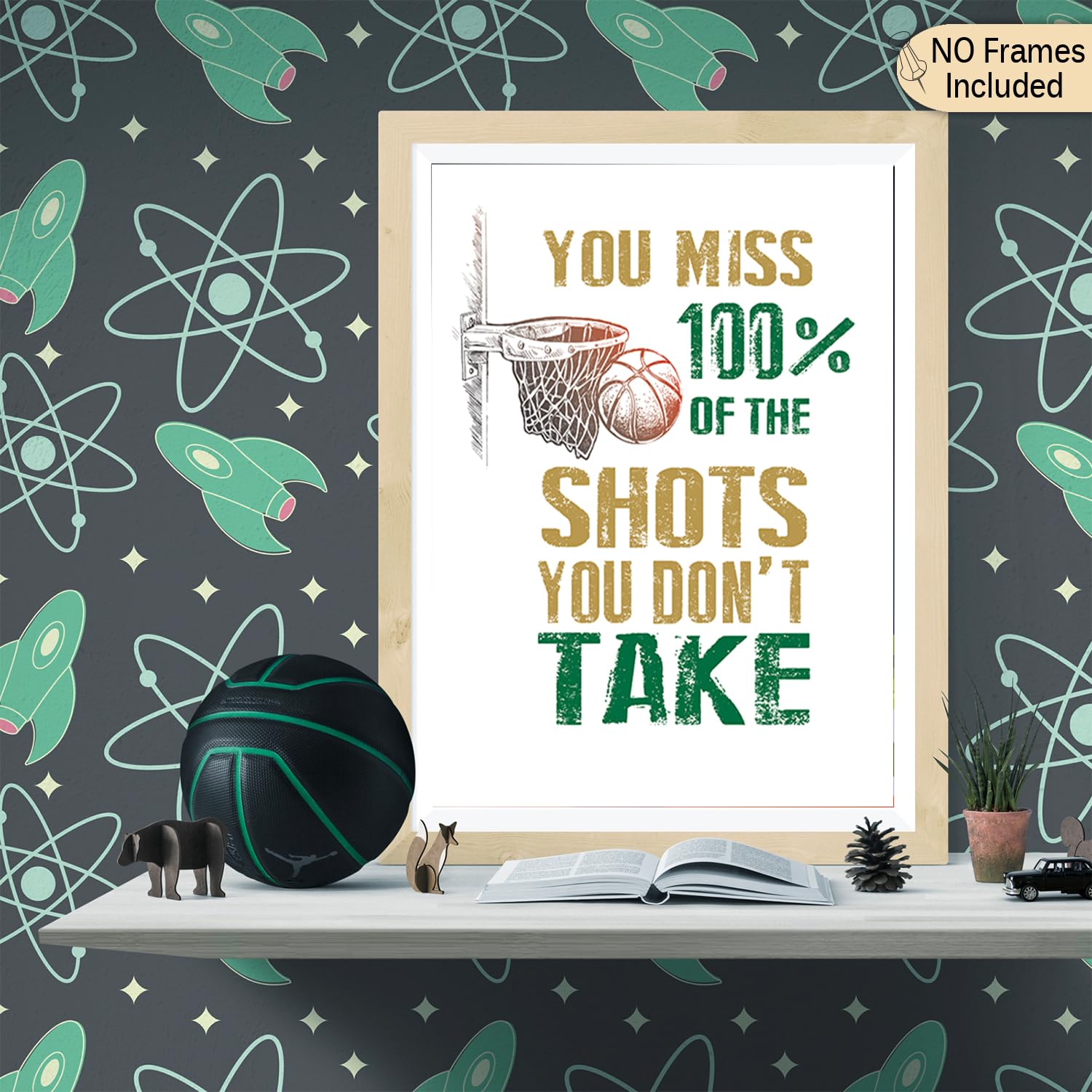 Inspirational Basketball Posters for Bedroom - Motivational Sports Wall Art with Positive Quotes - Set of 6 (8x10 Inch) - Perfect for Boys & Men's Room Decor, Game Room, Office, or Gym