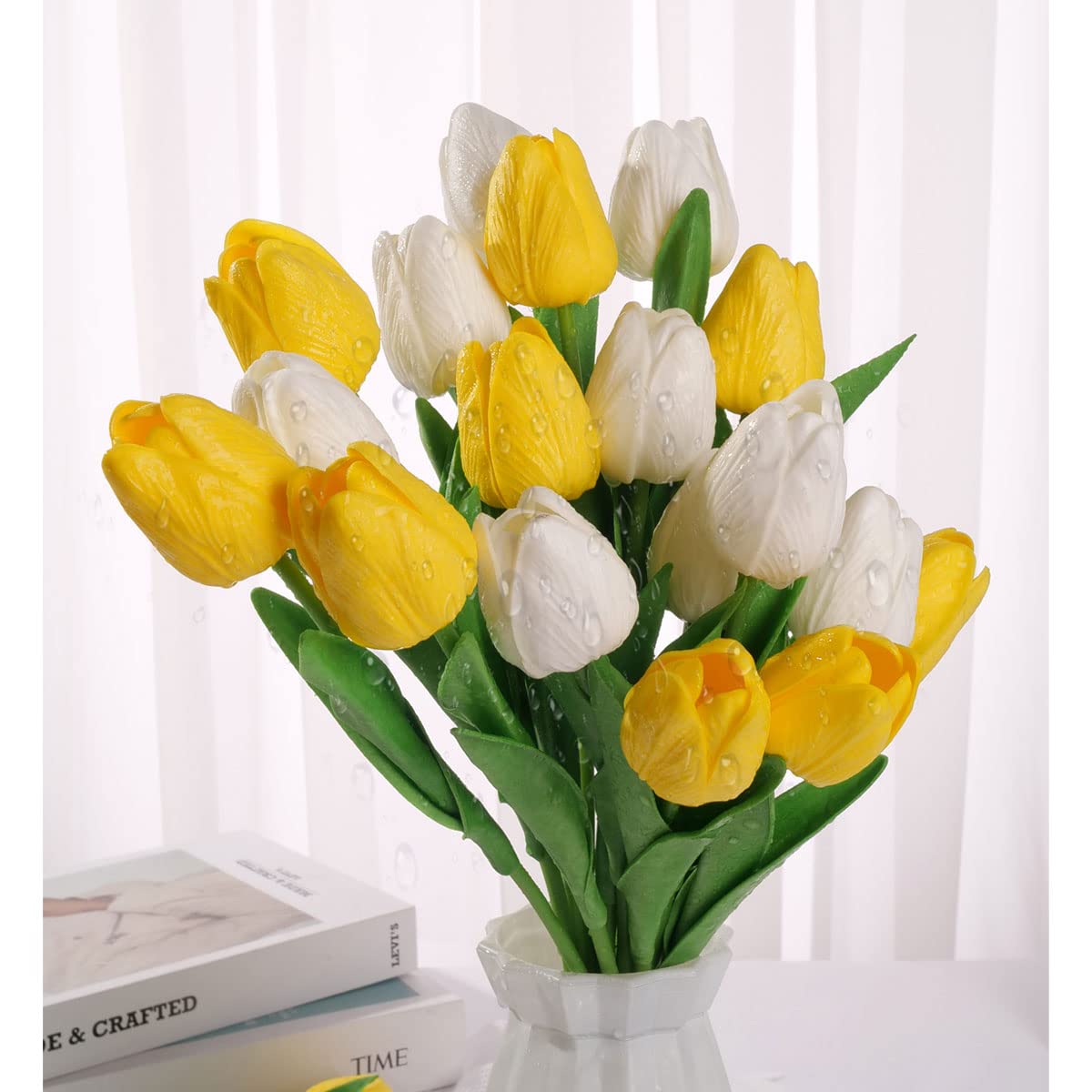 CHICIEVE 24pcs Artificial Tulip Flowers - Real Touch PU Tulip Stems for Easter, Spring Wreaths, Wedding Bouquets, Centerpieces, Floral Arrangements, Table Decor (13.5