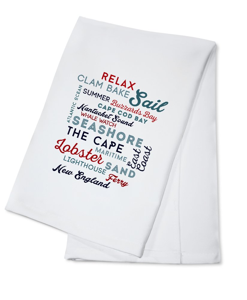 Cape Cod Massachusetts Themed 100% Cotton Tea Towel - Decorative Hand Towel for Kitchen & Home Decor | Perfect for Coastal Farmhouse, Cottagecore & Beach House Styling