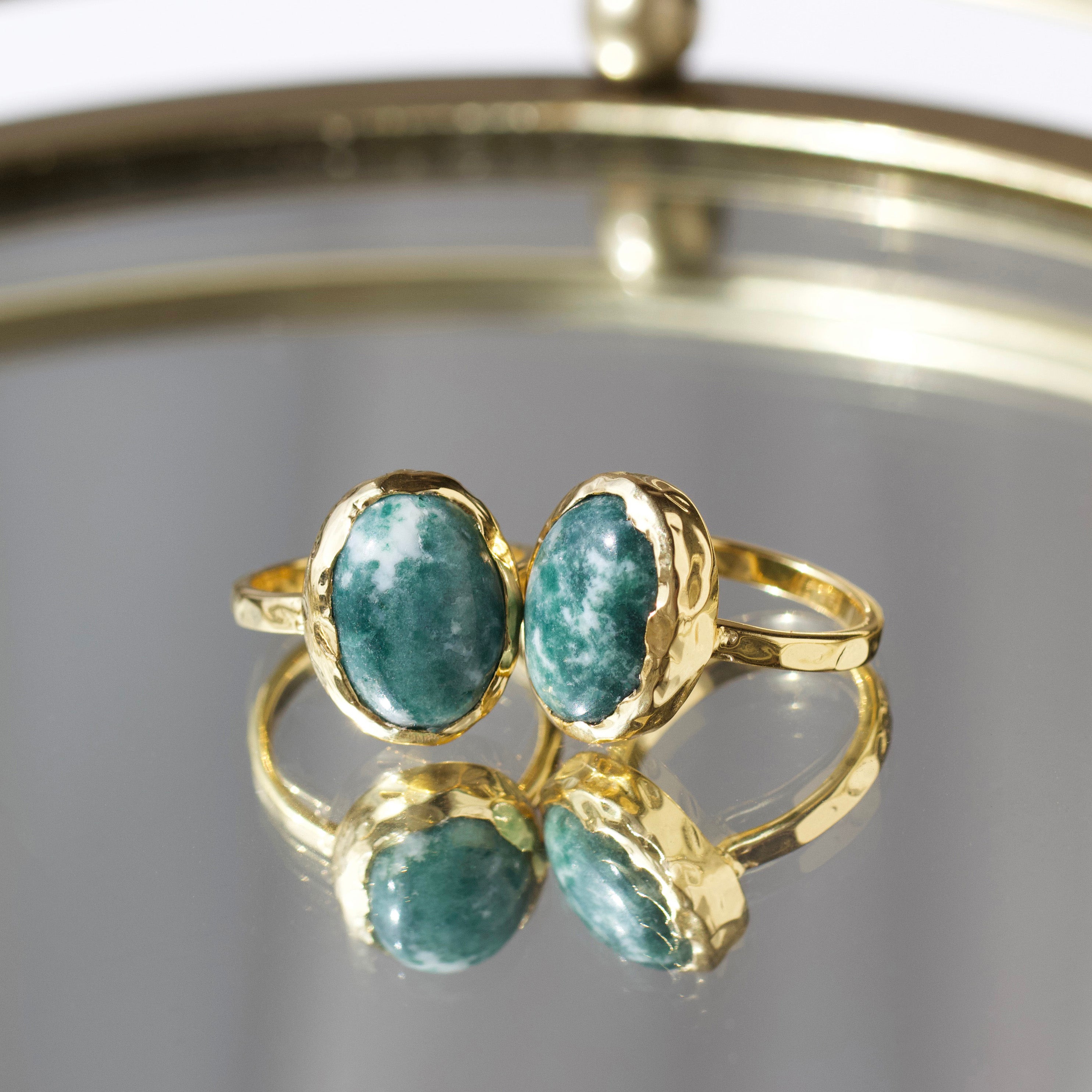 Molten Organic Snowflake Jade Ring - Handmade Sterling Silver Jewelry for Women - Perfect for Boho Style, Gift Giving & Everyday Wear