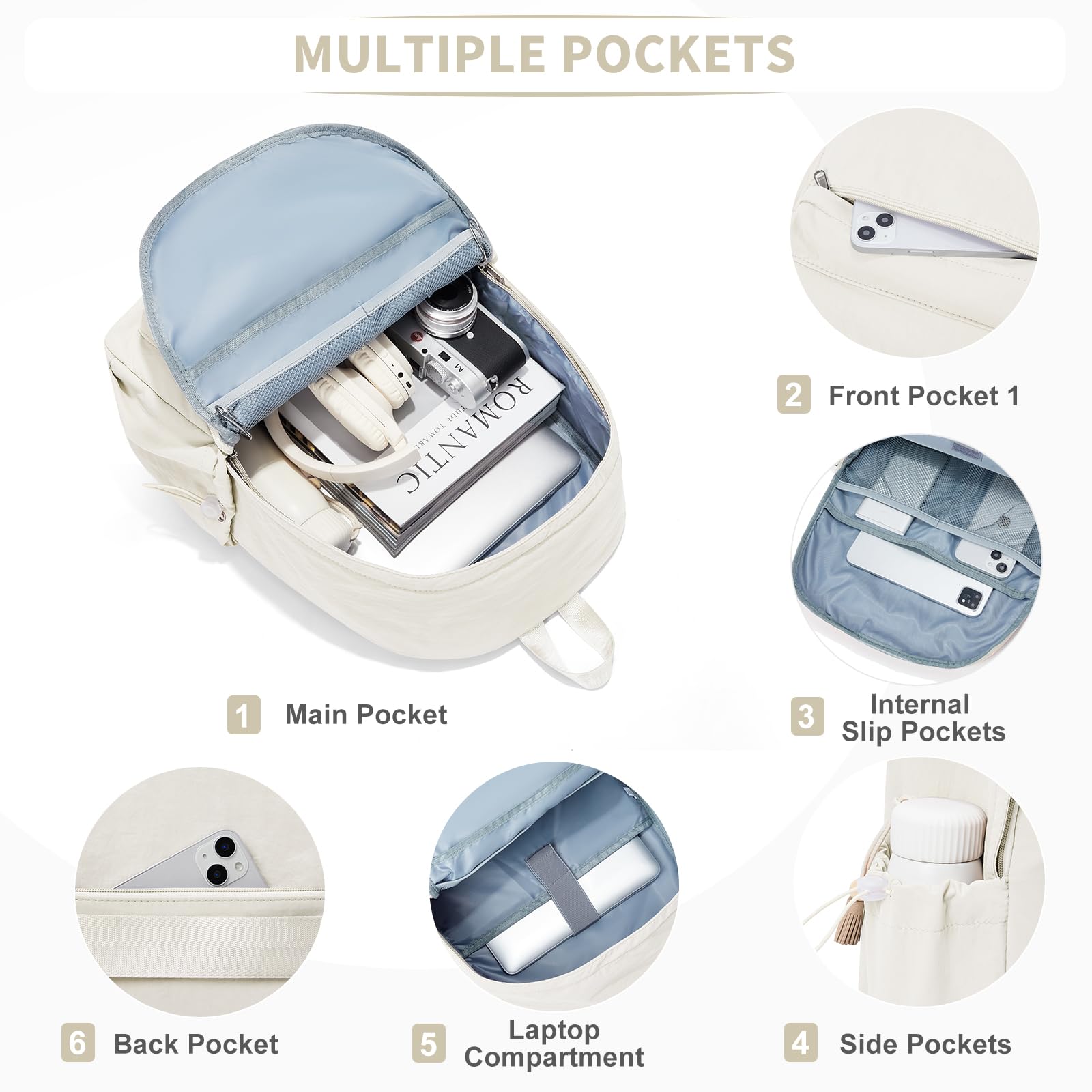 WEPOET Waterproof Backpack for Women & Men - Lightweight College, Travel & Gym Laptop Backpack - Perfect for School, Workouts & Daily Commute