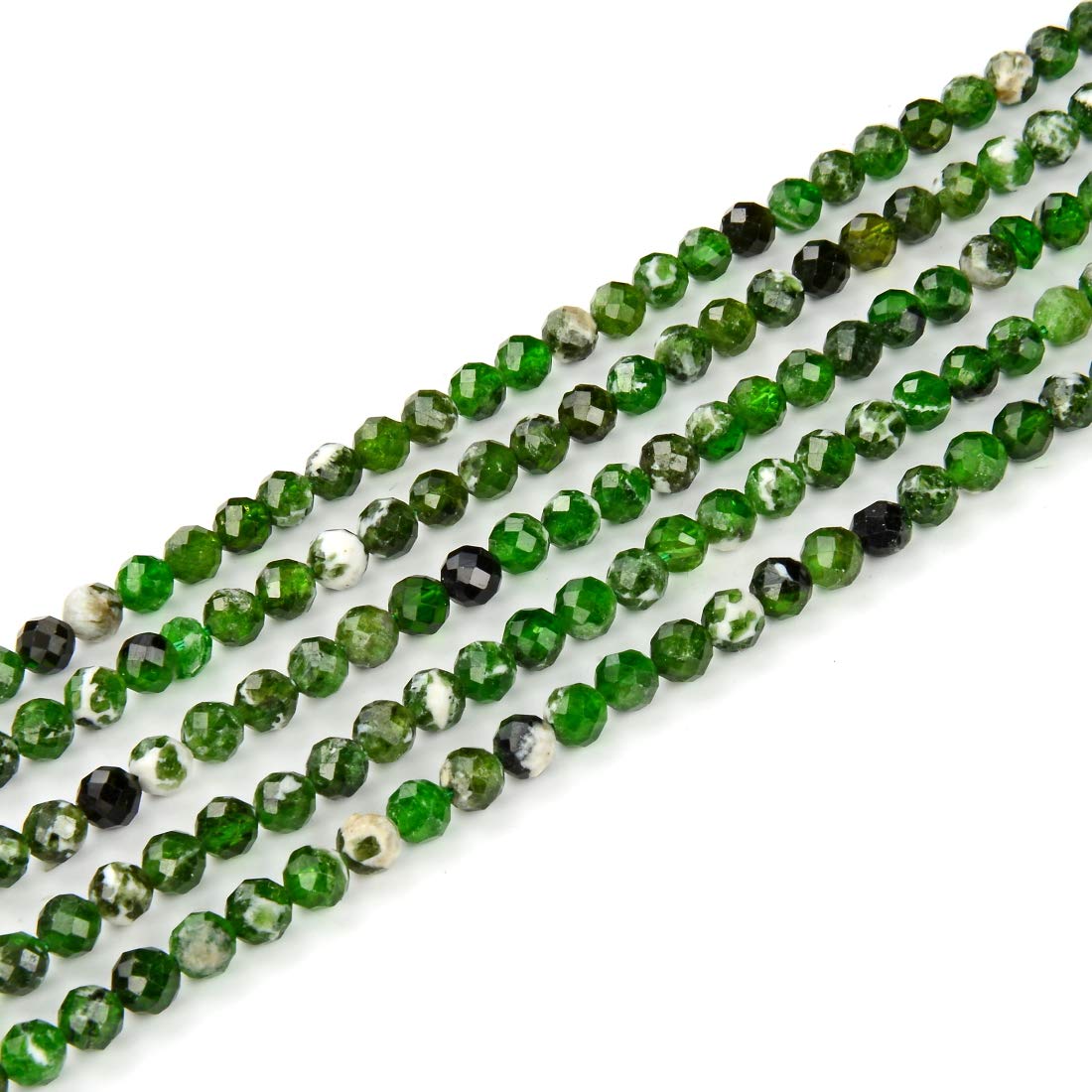 Natural Green Diopside Gemstone Beads - 4mm Faceted Round Spacer Stones (88-93pcs) for Jewelry Making, DIY Crafts, Bracelets & Necklaces - Perfect for Bohemian & Handmade Jewelry Designs