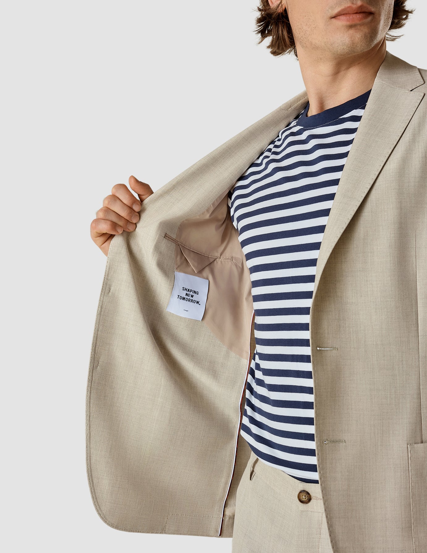 Premium Tech Linen Blazer for Men - Lightweight Breathable Sandshell Color Business Casual Jacket - Perfect for Office Wear, Summer Weddings & Smart Casual Outfits