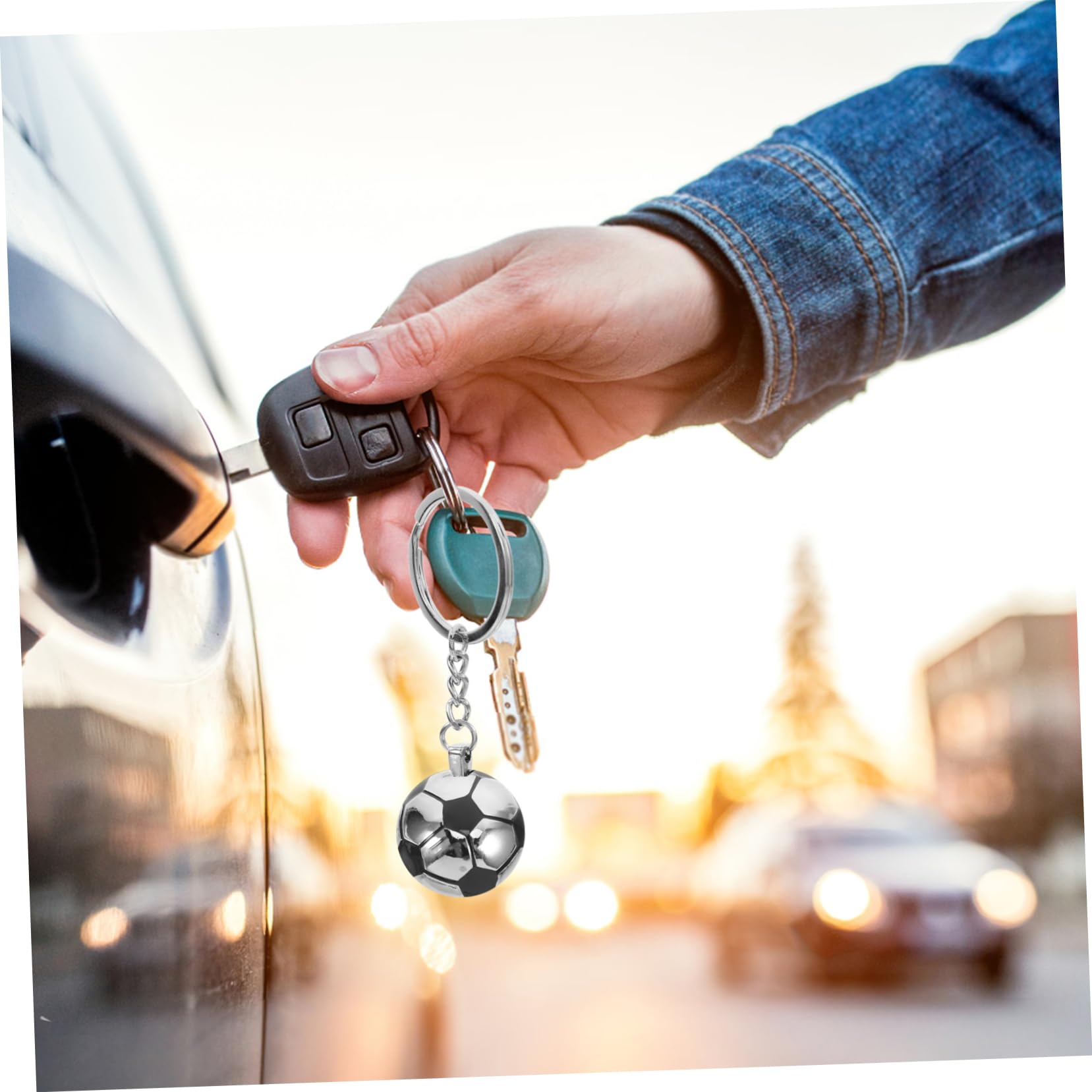 ORFOFE 4-Piece Football Keychain Set - Premium Metal Soccer Player Charms & Team Souvenir Keyrings - Perfect for Fans, Gifts & Game Day Accessories
