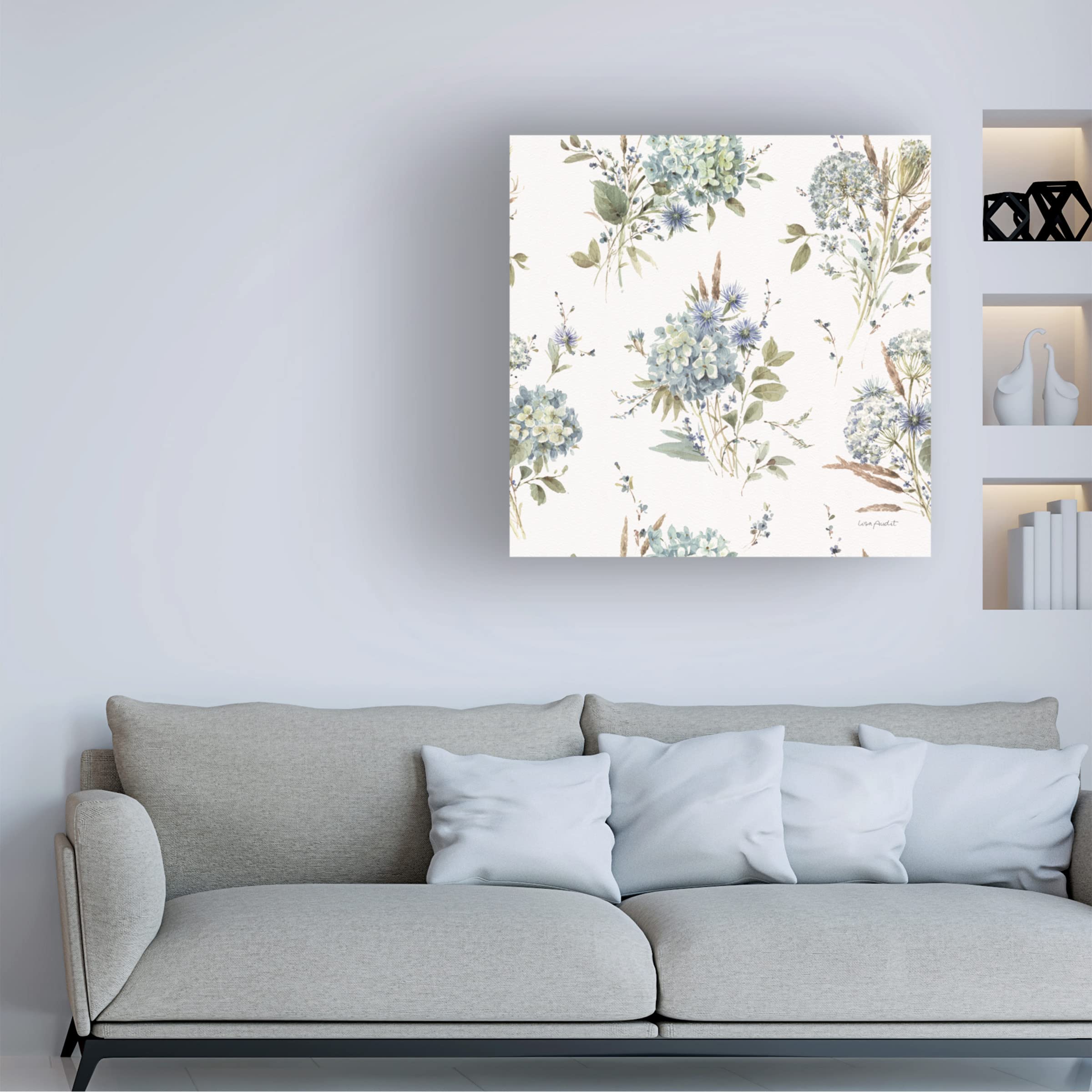 Bohemian Blue 14 on White Canvas Wall Art by Lisa Audit - Handmade Bohemian Home Decor for Living Room, Bedroom & Office