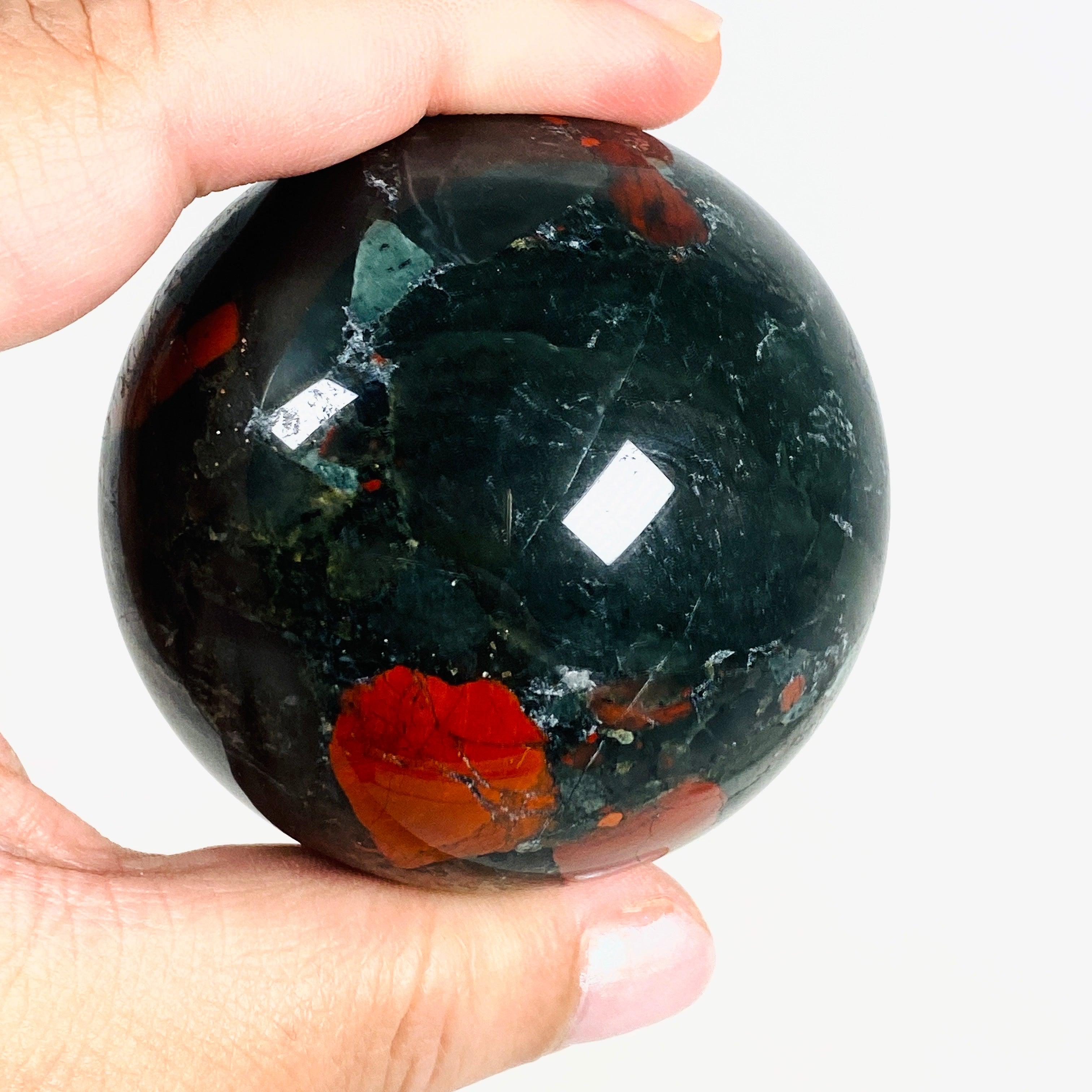 African Bloodstone Sphere ABS 2 - Natural Healing Crystal for Meditation, Energy Work & Home Decor - Perfect for Reiki, Chakra Balancing & Spiritual Gifts