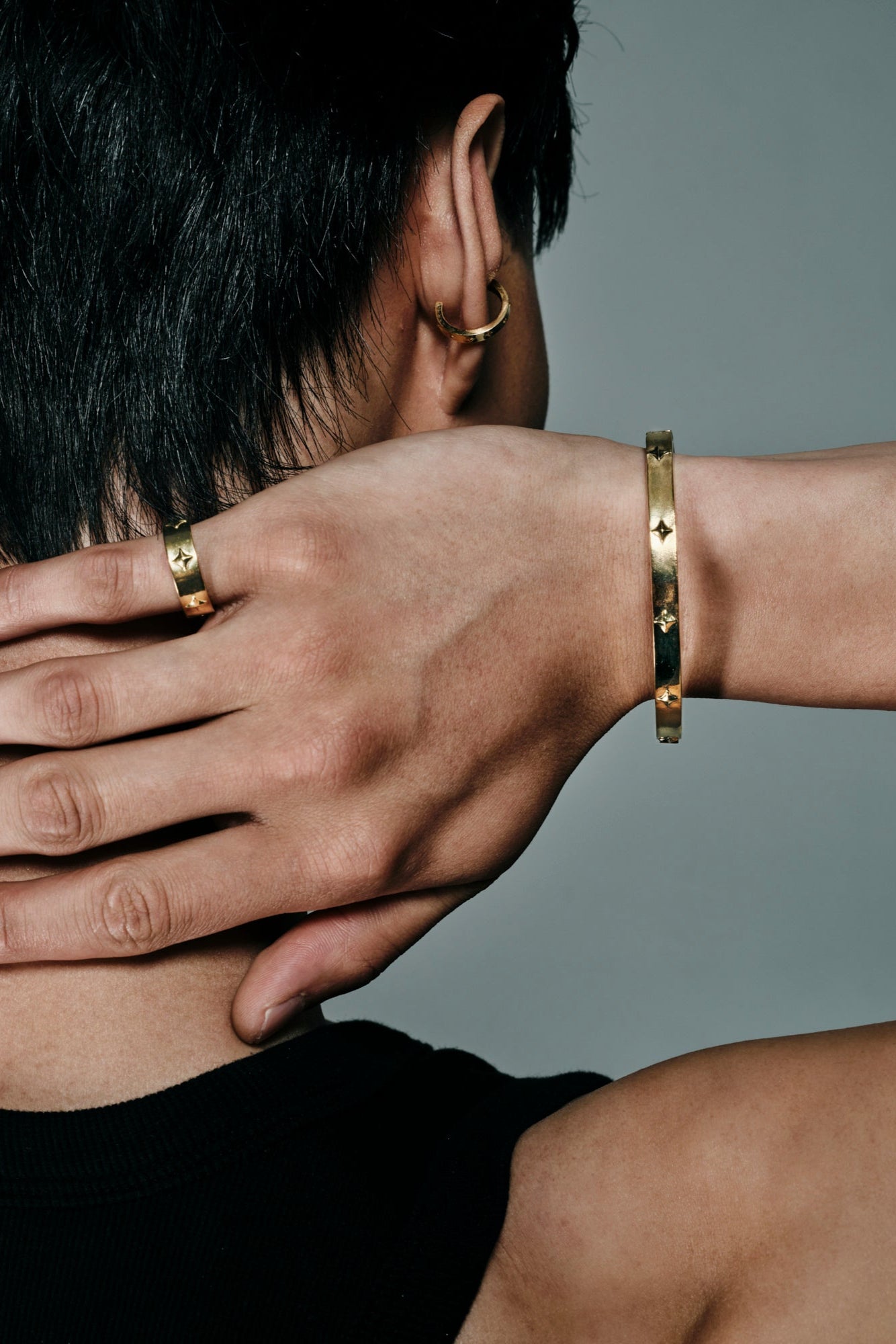 Elegant Midnight Cuff Bracelet in Gold - Perfect for Evening Parties, Date Nights & Special Occasions