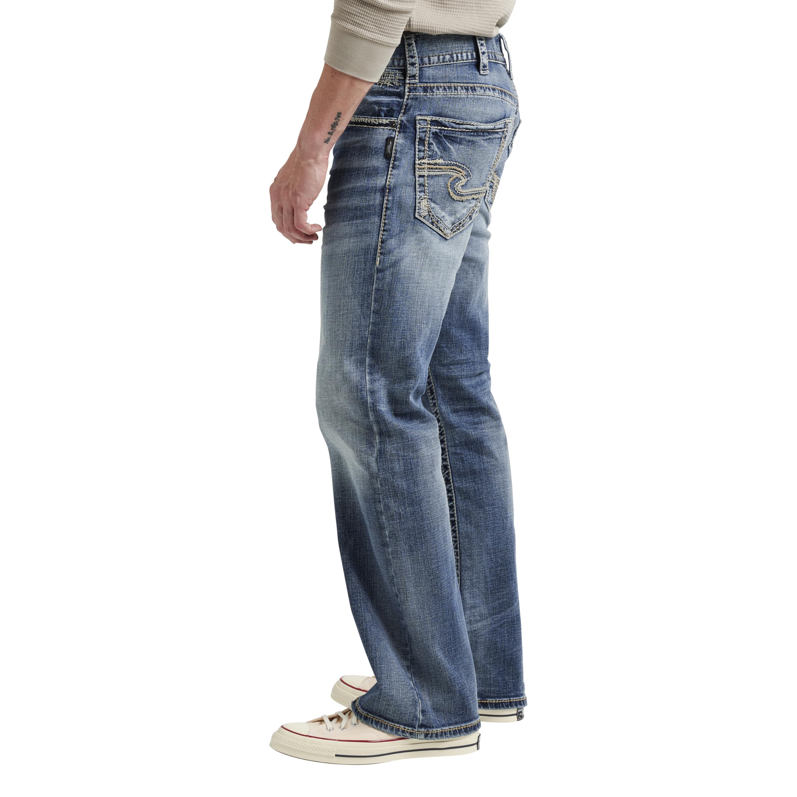 Silver Jeans Co. Men's Zac Relaxed Fit Straight Leg Jeans - Comfortable Casual Denim Pants for Everyday Wear | Perfect for Work, Weekend & Outdoor Activities