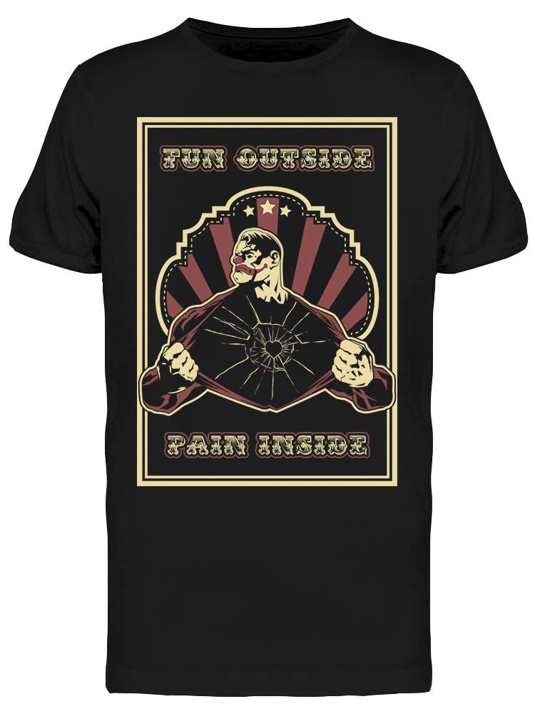 Smartprints Fun Outside Pain Inside T-Shirt for Men - Comfortable Cotton Graphic Tee for Casual Wear, Gym, and Outdoor Activities