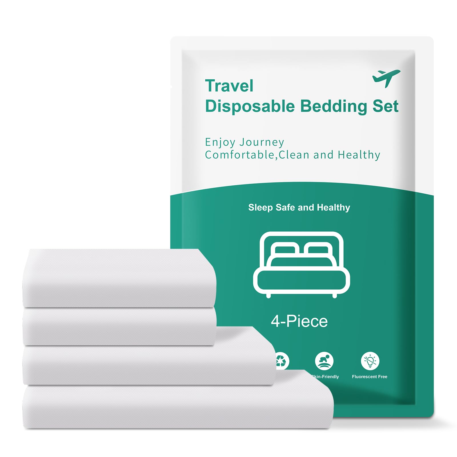 KIIS Disposable Travel Bedding Set - King Size Disposable Bed Sheets, Duvet Cover & Pillowcases for Hotels, Camping & Airbnbs | Hygienic, Portable & Perfect for Travelers