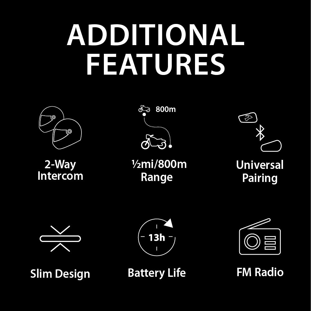 Cardo FREECOM 2 Plus Motorcycle Bluetooth Headset - 2-Way Communication System for Riders - Black (Single Pack) | Perfect for Group Rides, GPS Navigation & Hands-Free Calls