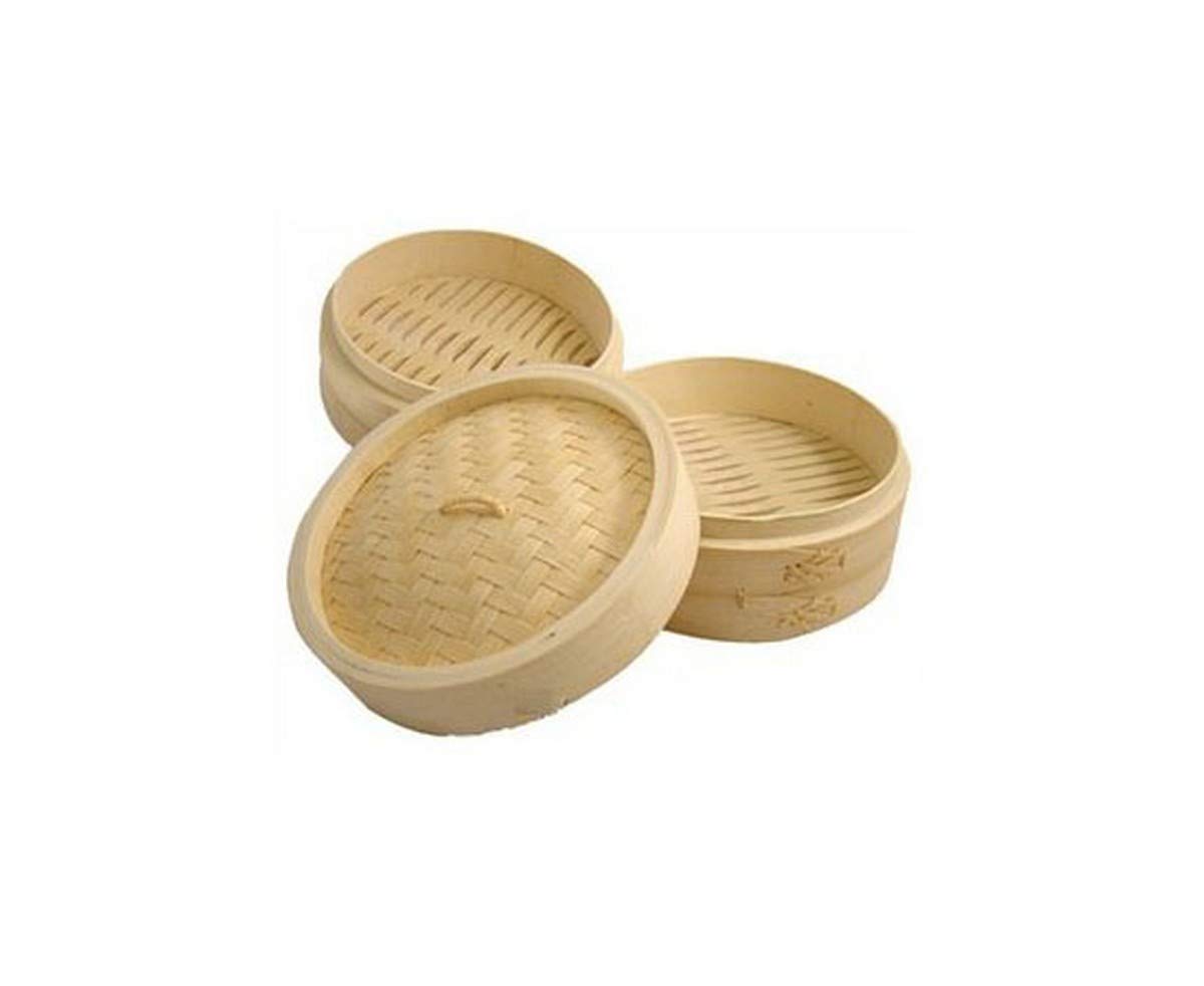 Premium 8-inch Bamboo Steamer Basket for Chinese Dim Sum, Dumplings, Buns, Rice & Vegetables - Perfect for Steaming Seafood, Chicken & Healthy Meals - Ideal for Home Cooking, Asian Cuisine & Meal Prep