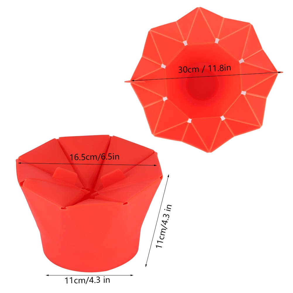 Foldable Silicone Popcorn Bowl - Microwave Safe, Heat Resistant, Portable Popcorn Maker for DIY Snacks - Perfect for Home, Kitchen, Movie Nights & Camping (Red)