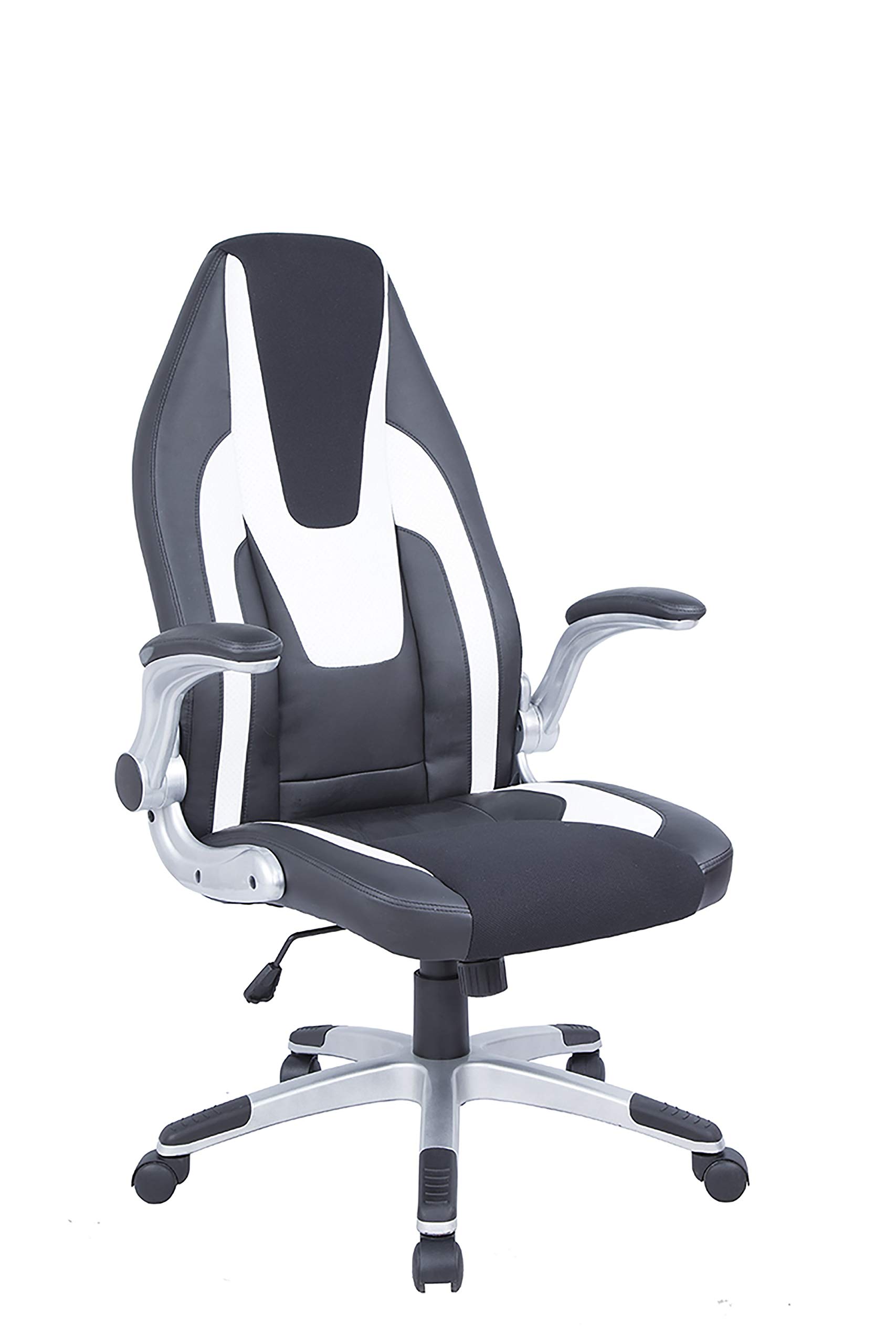 4127-CCH Ergonomic Computer Chair with Adjustable Height - Black & White Office Chair for Home & Gaming - Perfect for Work, Study, and Long Hours Sitting