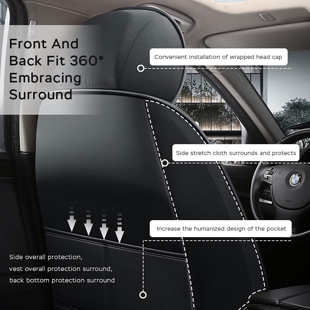 Premium Leather Car Seat Covers for Mazda 3 (2004-2021) - 5-Seat Full Set with Headrest & Lumbar Support - All-Weather Protection - Luxury Black Interior Upgrade - Perfect for Commuting, Road Trips & Family Travel