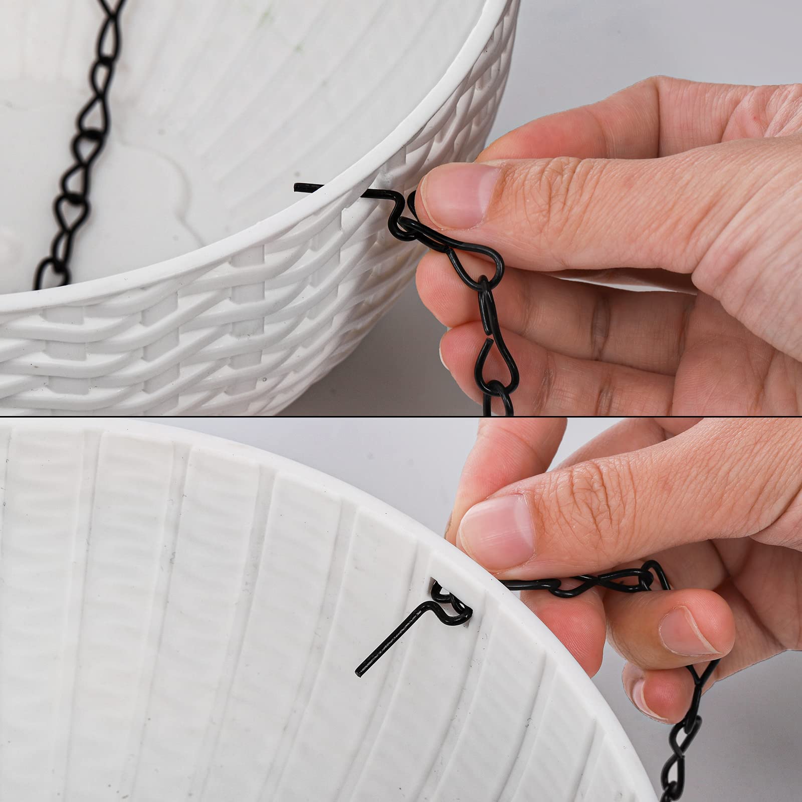 Foraineam 4 Pack 8.2 Inch Self-Watering Hanging Planters - White Flower Pots with Drainage Holes & Chains for Indoor Outdoor Garden, Patio, Balcony Decor - Perfect for Herbs, Succulents, Petunias & Home Gardening