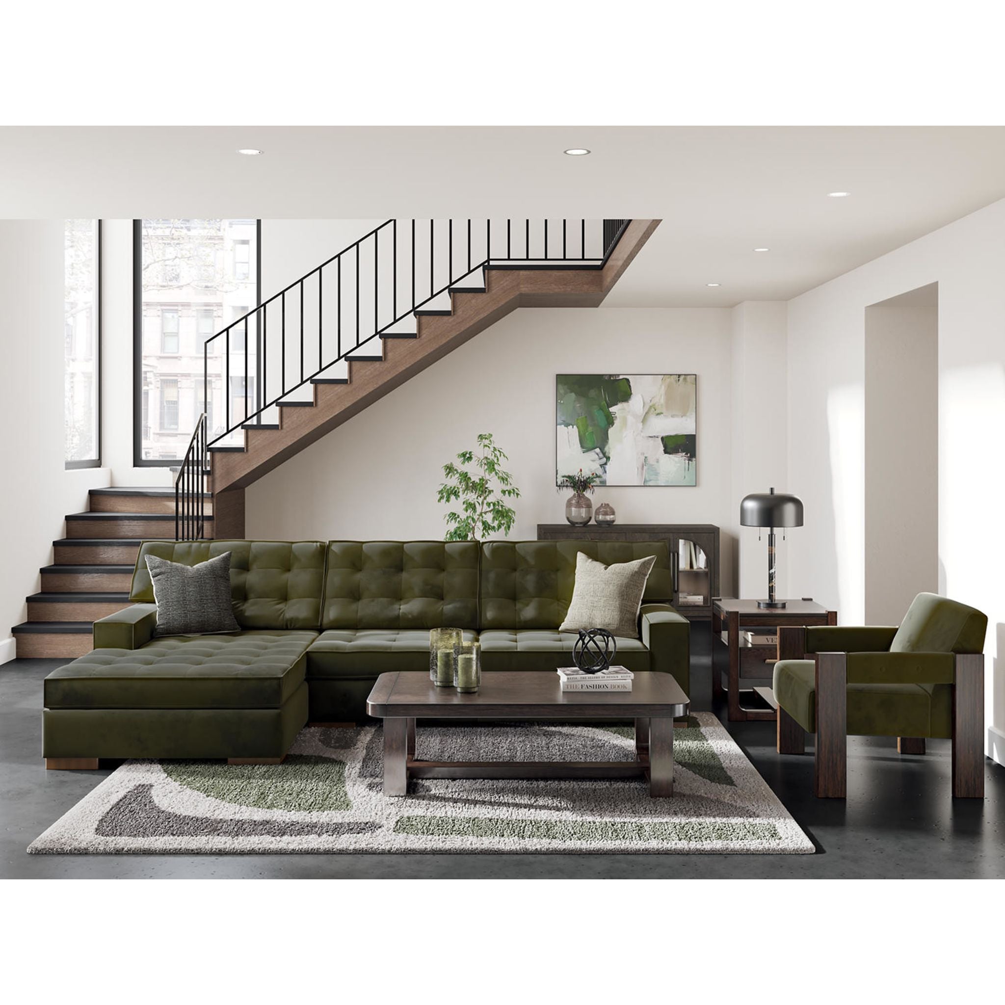 Chalcombe 2-Piece Sectional Sofa with Chaise Lounge - Modern L-Shaped Living Room Furniture for Small Spaces & Apartments