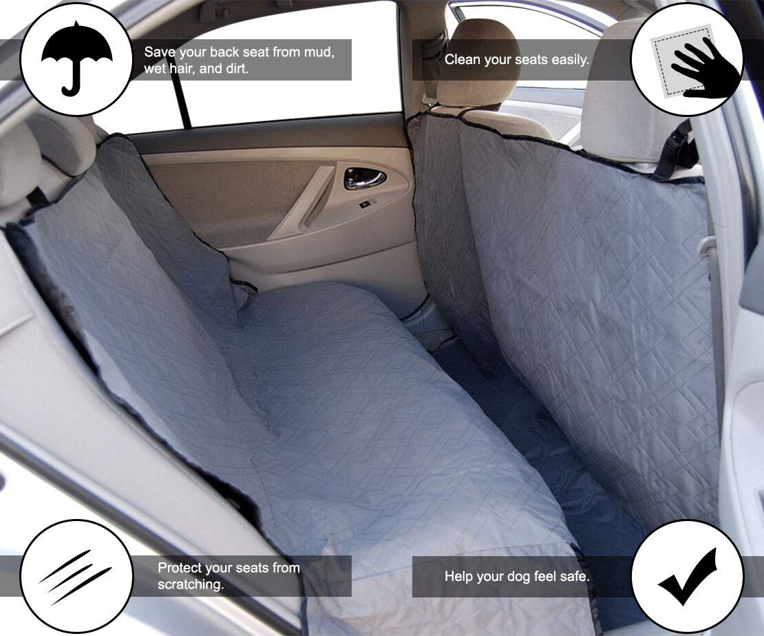 Alpha Dog Series Waterproof Dog Car Seat Cover - Durable Pet Seat Protector & Hammock for Back Seat - Blue | Perfect for Travel, Road Trips & Daily Commutes with Your Dog