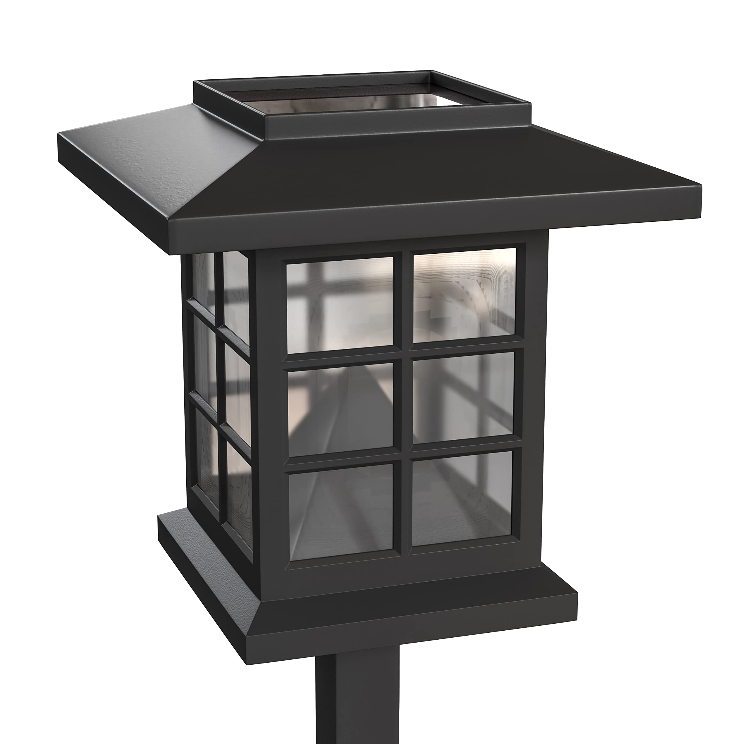 Merrick Lane Solar LED Lantern Lights - Waterproof Black Outdoor Solar Pathway Lights for Garden, Yard, Walkway - Set of 8 Durable All-Weather Landscape Lighting (Perfect for Patio, Driveway & Backyard Decor)