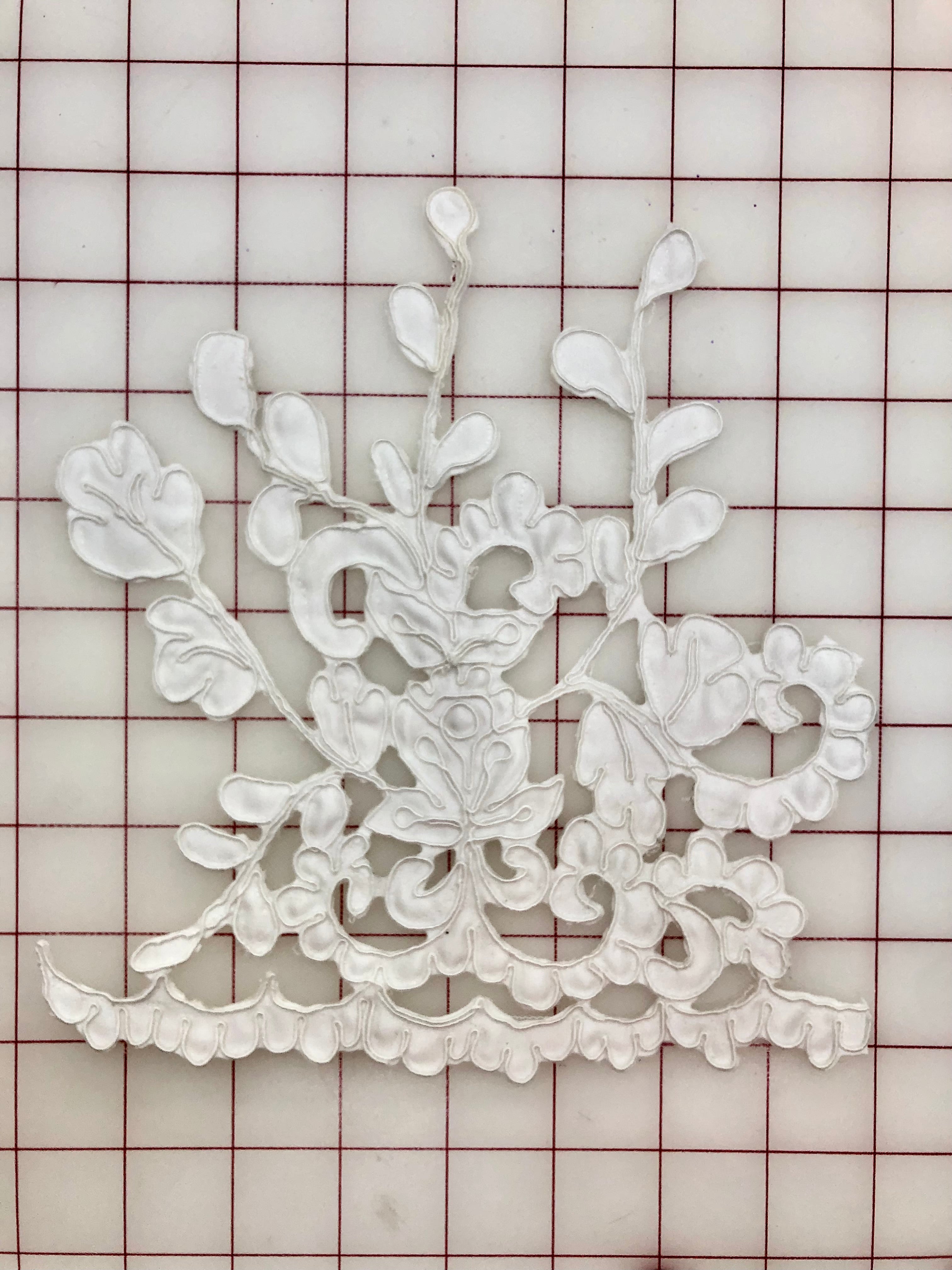 Beautiful White Corded Dyeable Applique - Perfect for Wedding Dresses, Bridal Gowns & DIY Craft Projects