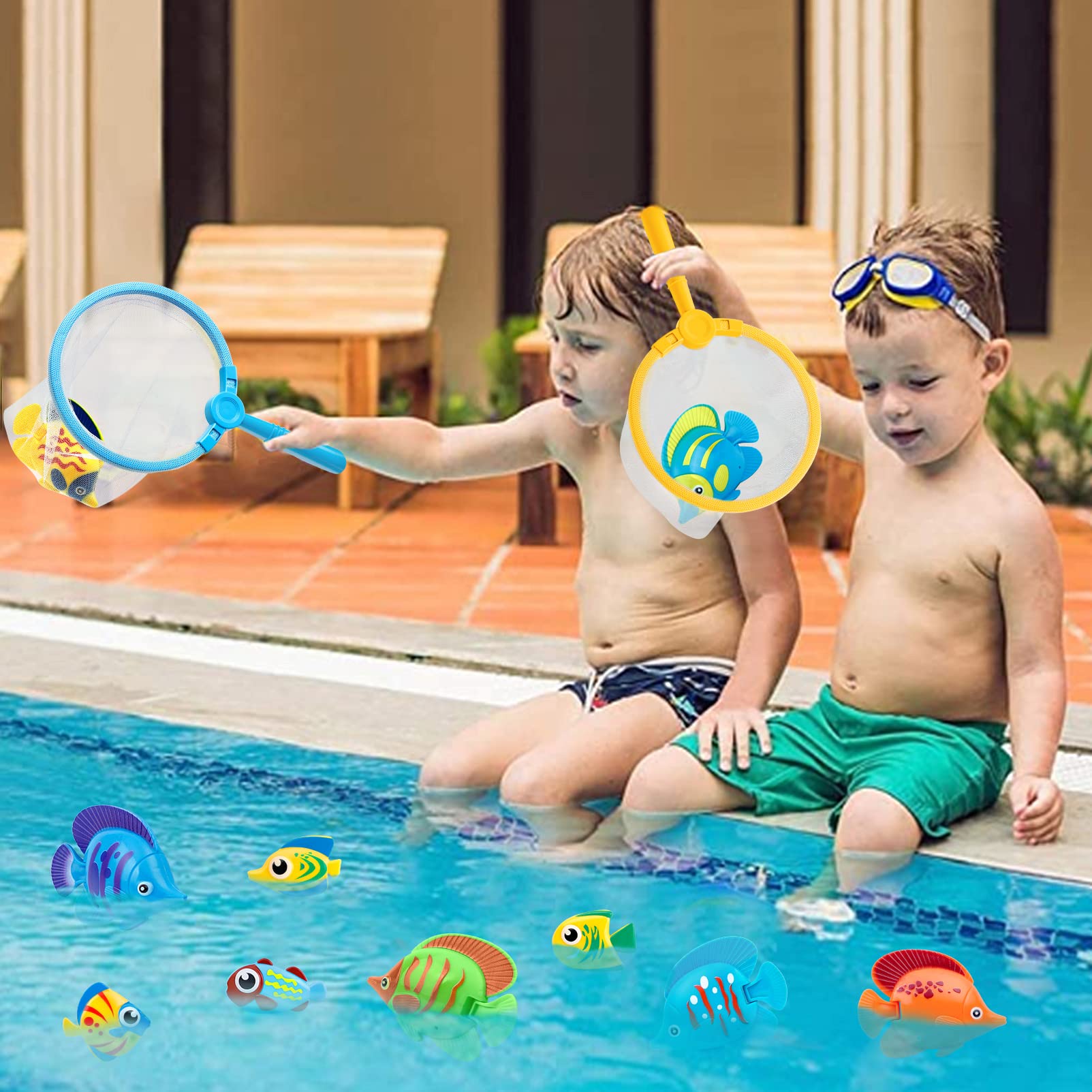 23 Pcs Kids Pool Toys Set - Dive & Grab Fishing Game, Fun Bath Toys for Summer Swimming & Water Play - Perfect for Pool Parties, Beach Trips & Backyard Splash Time