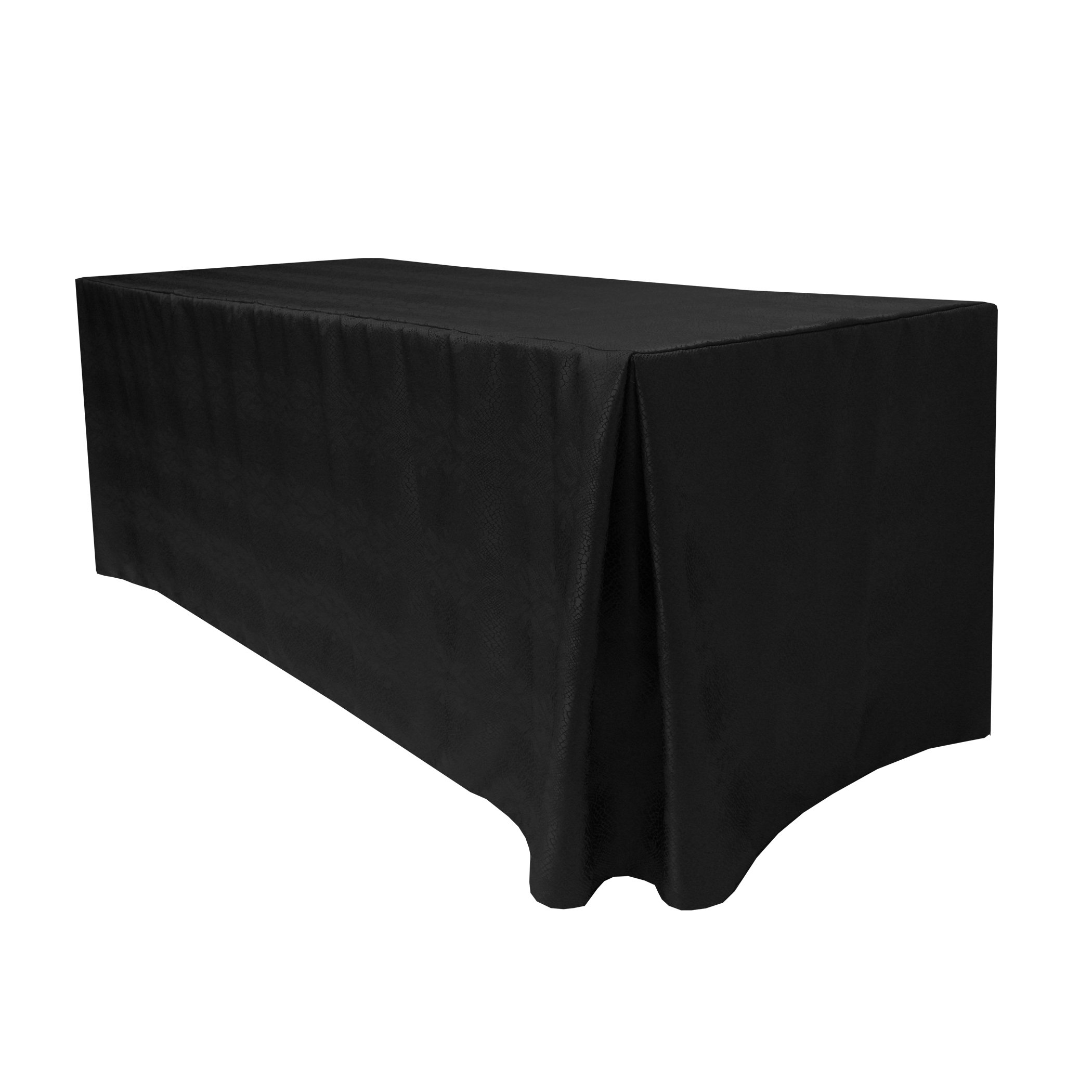 5-Pack Black Damask Kenya 4 ft Fitted Tablecloth for 24x48-Inch Rectangular Tables - Elegant Dining, Wedding, Party & Event Decor