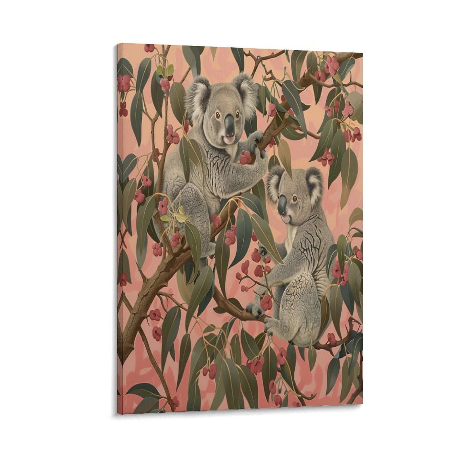 Koala Bear Mother and Baby Canvas Print 24x36 Inch - Cute Animal Wall Art for Living Room, Bedroom, Nursery & Bathroom Décor - Perfect for Modern Homes, Gifts & Wildlife Lovers