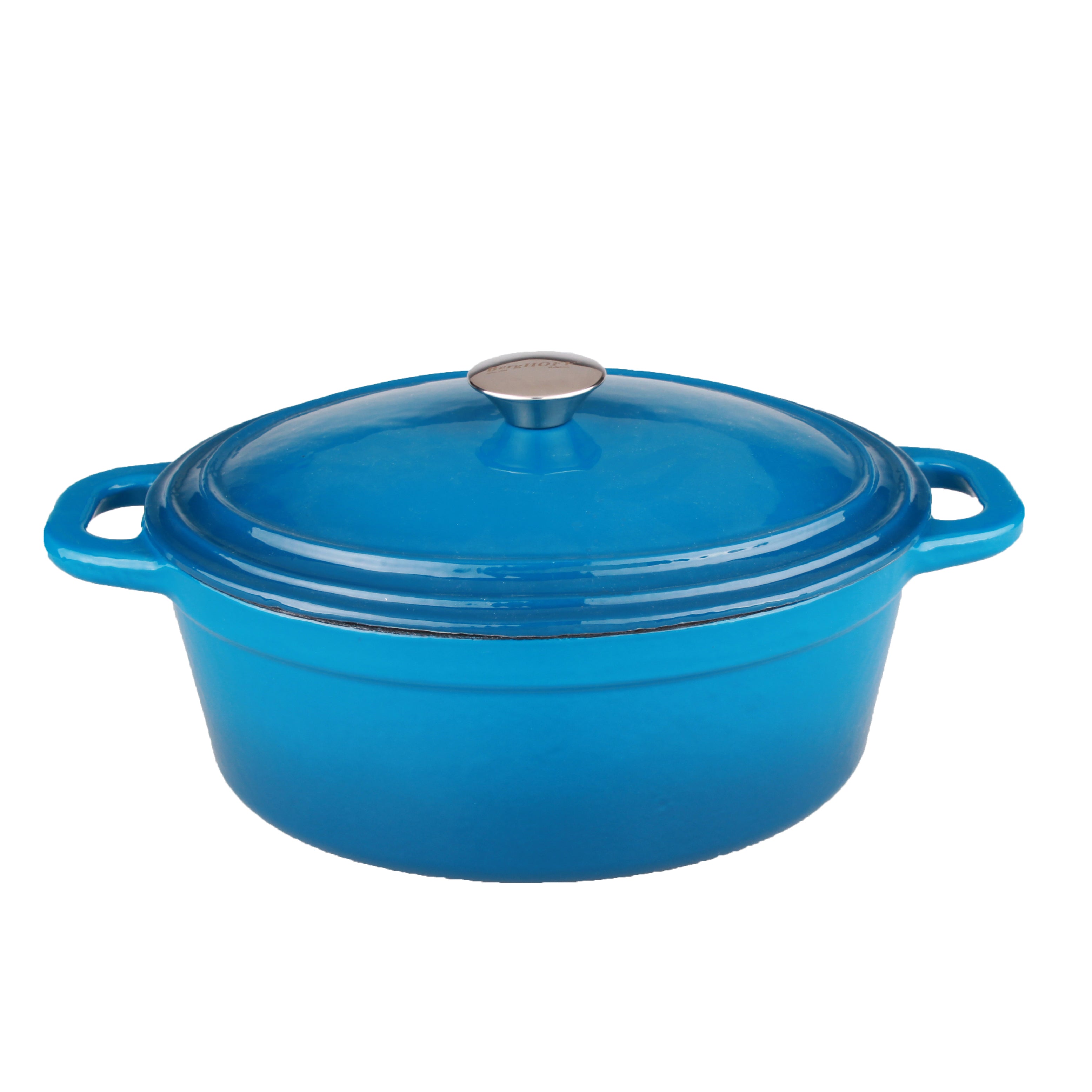 BergHOFF Neo 6-Piece Cast Iron Dutch Oven Cookware Set with Lids - Blue Enameled Pot for Braising, Stewing & Baking - Perfect for Stovetop, Oven & Camping Cooking