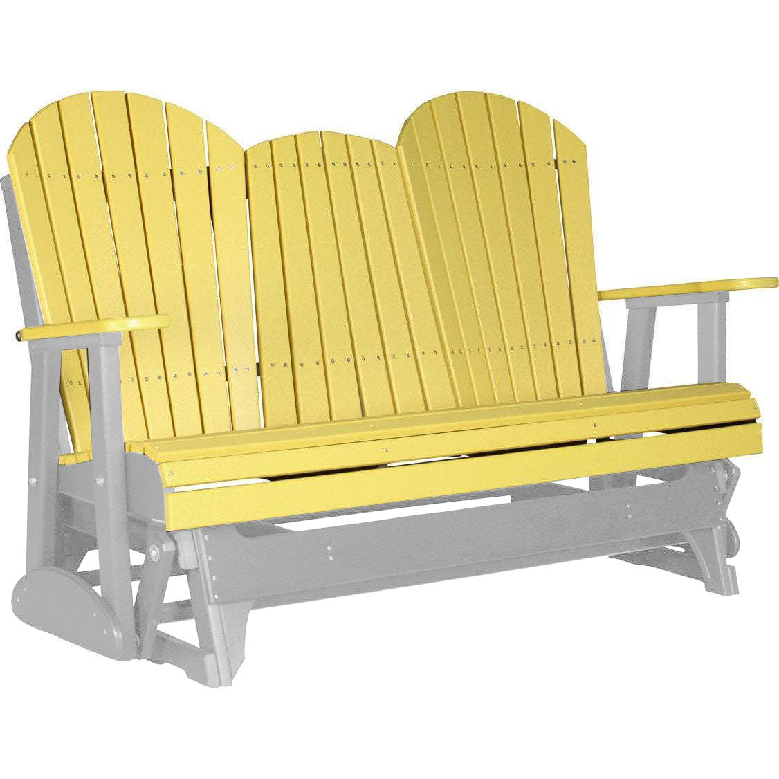 LuxCraft 5 ft. Yellow Recycled Plastic Adirondack Outdoor Glider Chair - Perfect for Patio, Garden, Poolside & Backyard Relaxation