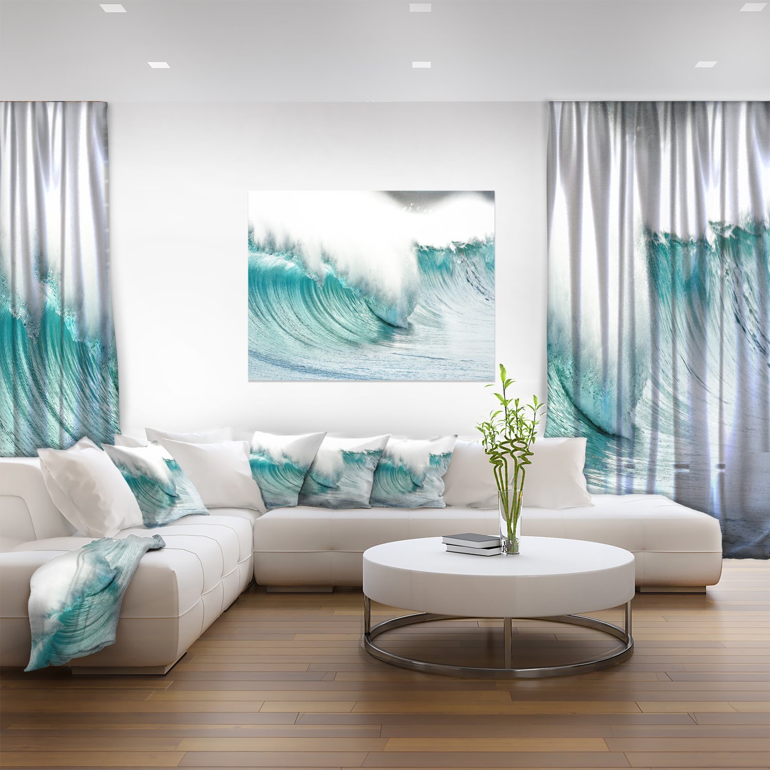 Stunning Blue Ocean Waves Beach Canvas Wall Art Print - Coastal Home Decor for Living Room, Bedroom & Office