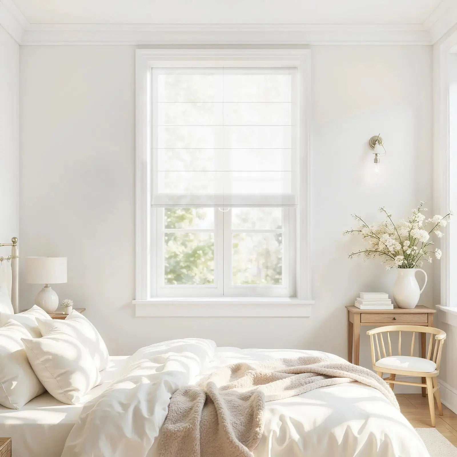 Alvin Motorized Sheer Light Filtering Roller Shade - Smart Home Window Treatment for Living Room & Bedroom