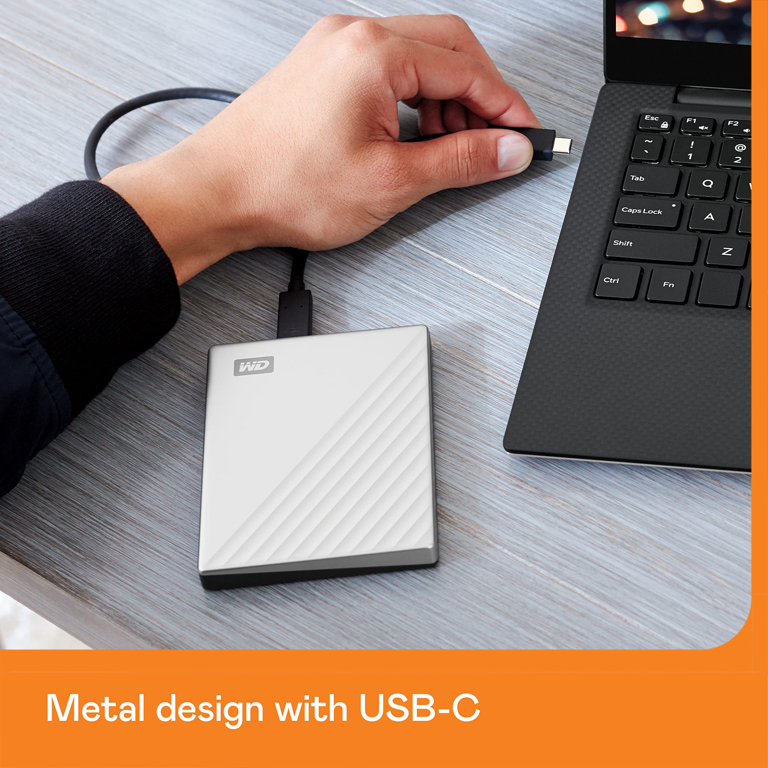 WD 4TB My Passport Ultra Portable External Hard Drive - USB-C & USB 3.1 - Silver | Password Protection & Ransomware Defense | Backup Software Included | Perfect for Data Storage, Travel & PC/Mac Backup