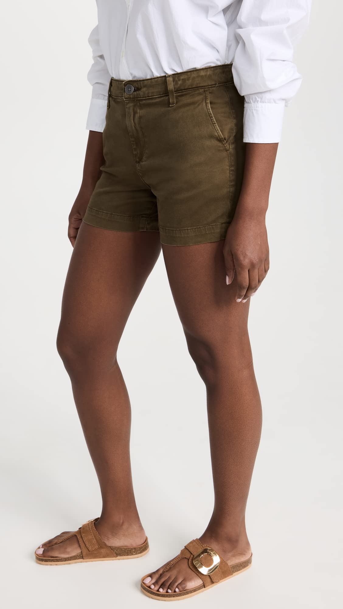 AG Adriano Goldschmied Women's Caden High-Rise Denim Shorts - Distressed Blue Denim Cutoffs for Summer, Beach & Casual Outings