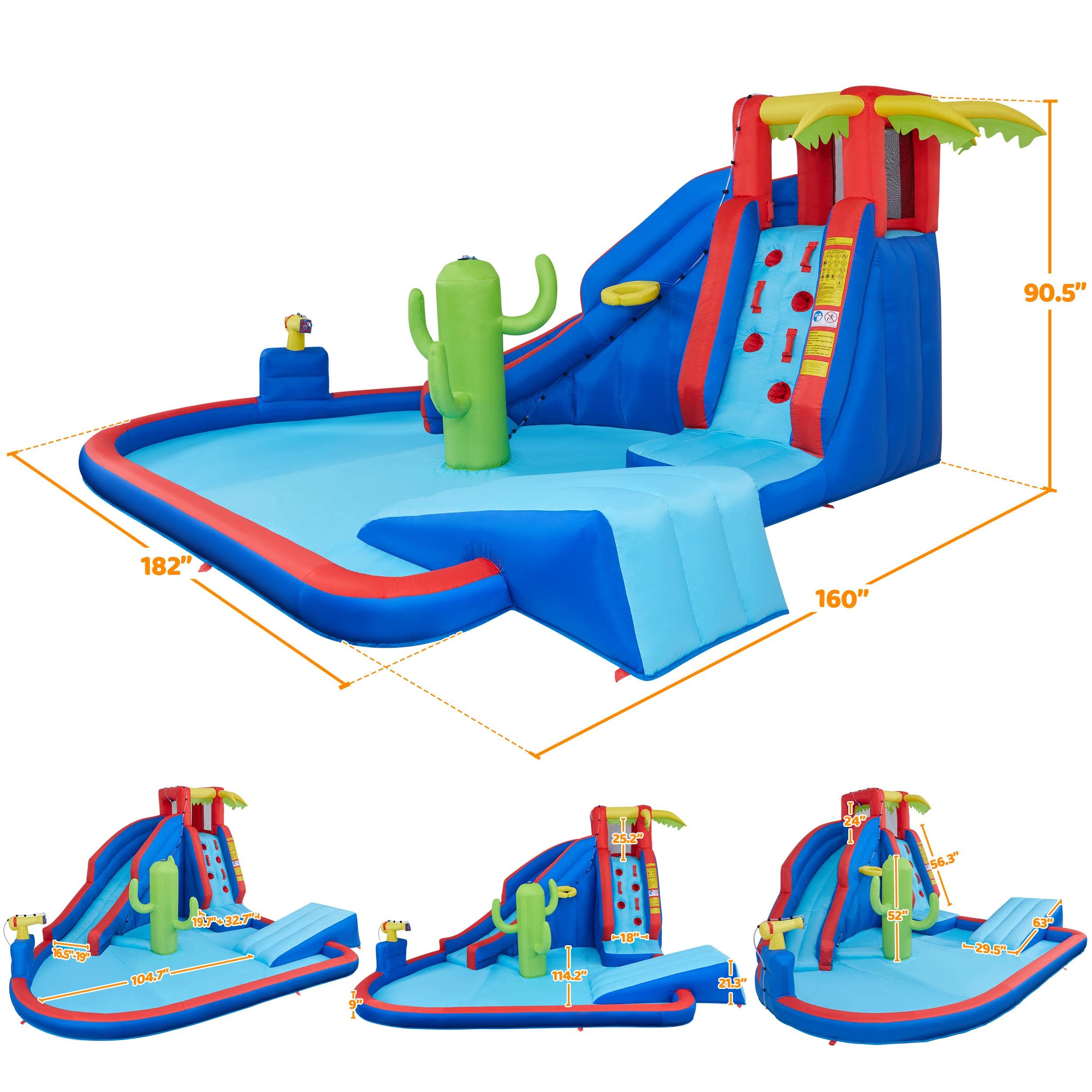 Yaheetech Inflatable Water Slide Park for Kids Ages 3-10 - Outdoor Bounce House with Splash Pool, Water Cannon, Basketball Hoop & Climbing Wall | Summer Backyard Water Play for Parties, Family Fun & Outdoor Activities