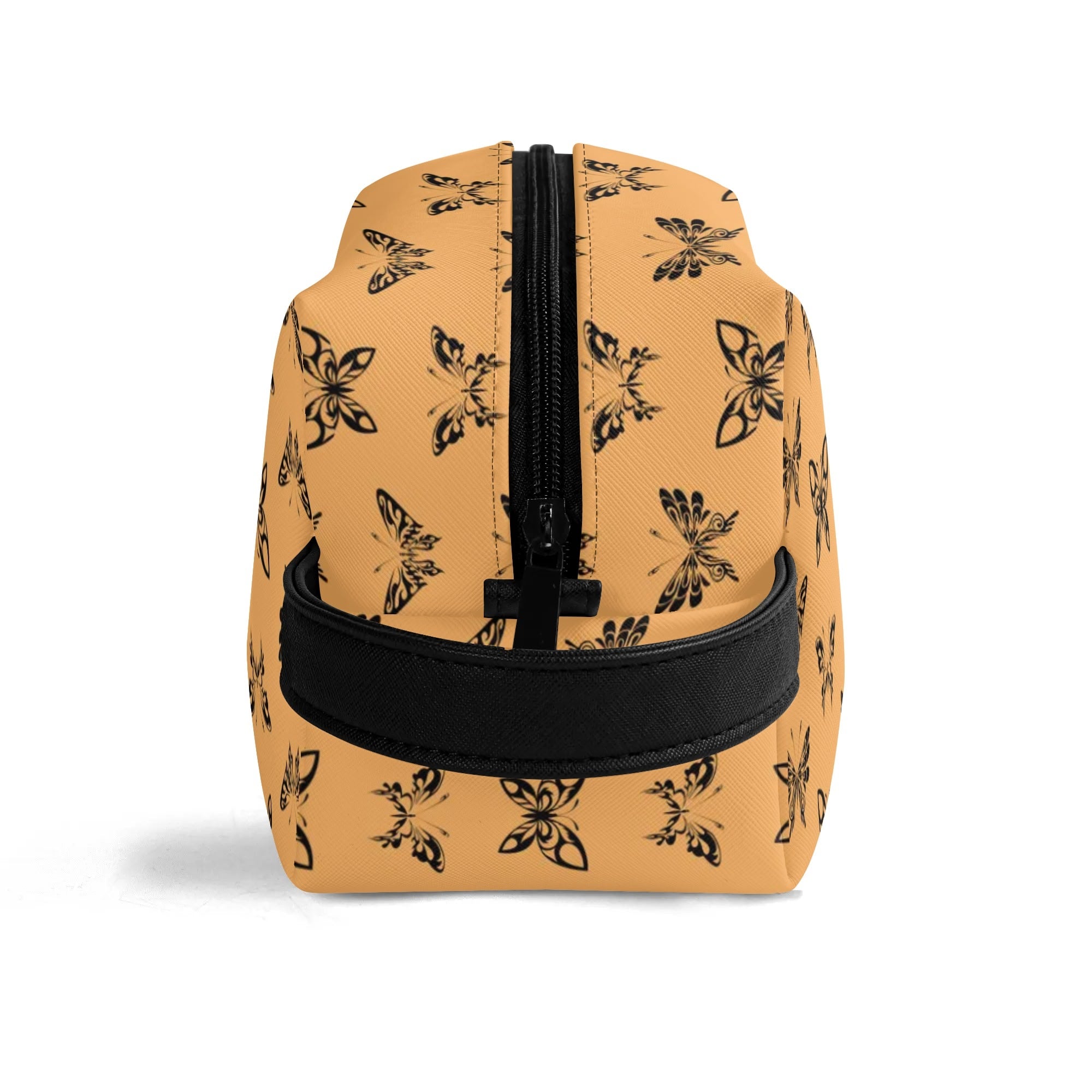 Premium Leather Toiletries Bag with Elegant Ink Butterfly Design - Perfect for Travel, Gym & Daily Essentials Organization