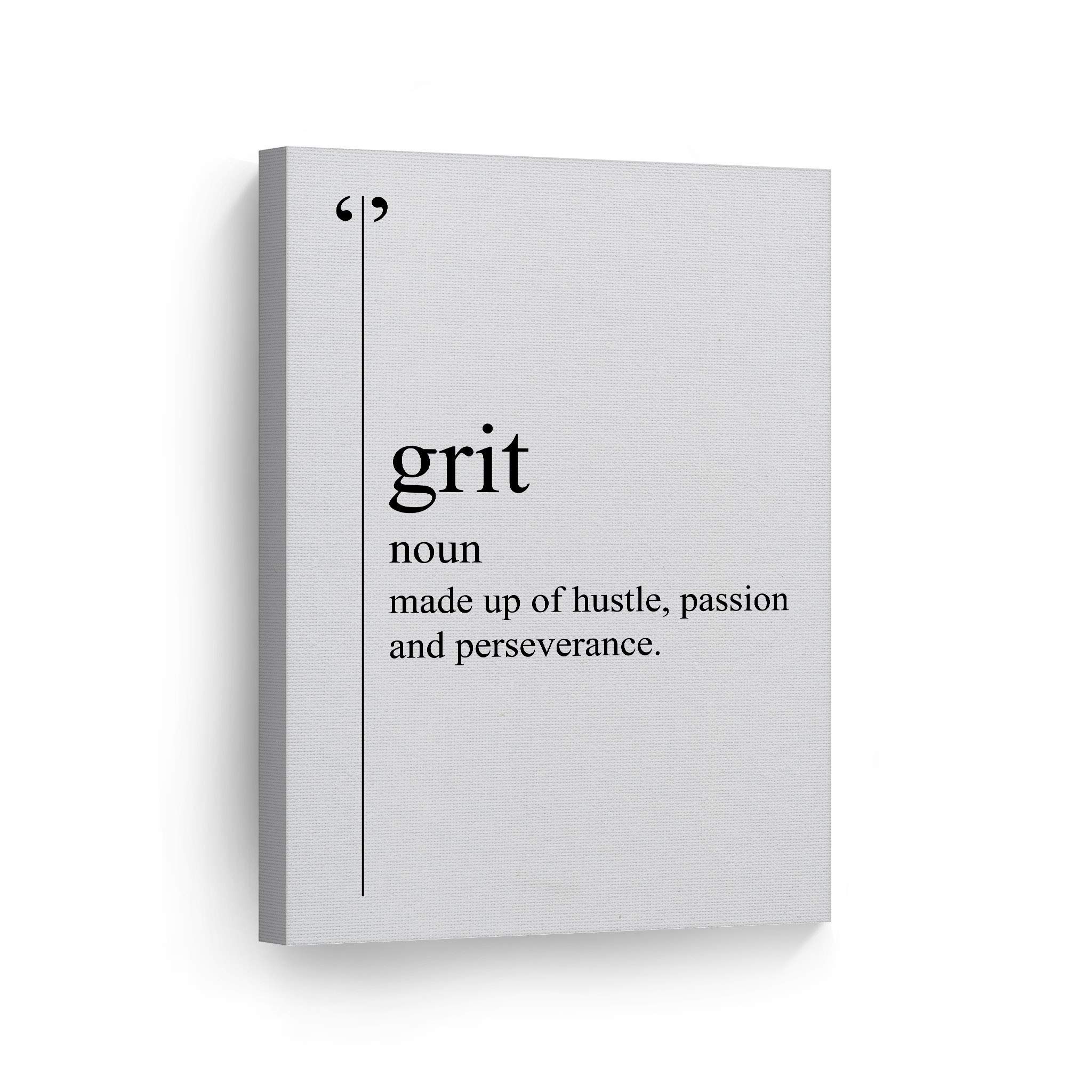 Smile Art Design Grit Definition Black & White Dictionary Motivational Canvas Wall Art - Inspirational Office & Living Room Decor - Entrepreneur Quote Print - Ready to Hang 36x24 - Perfect for Home Office, Study Room & Gift Giving